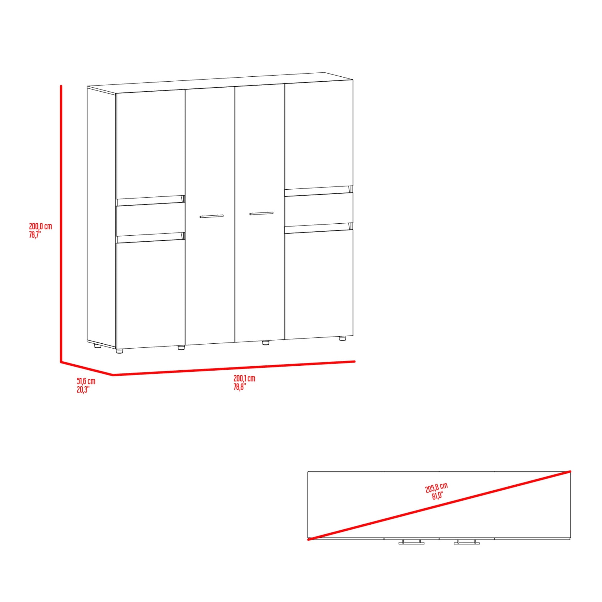 Closet Berino 200X200X51 Rta Fresno Wengue