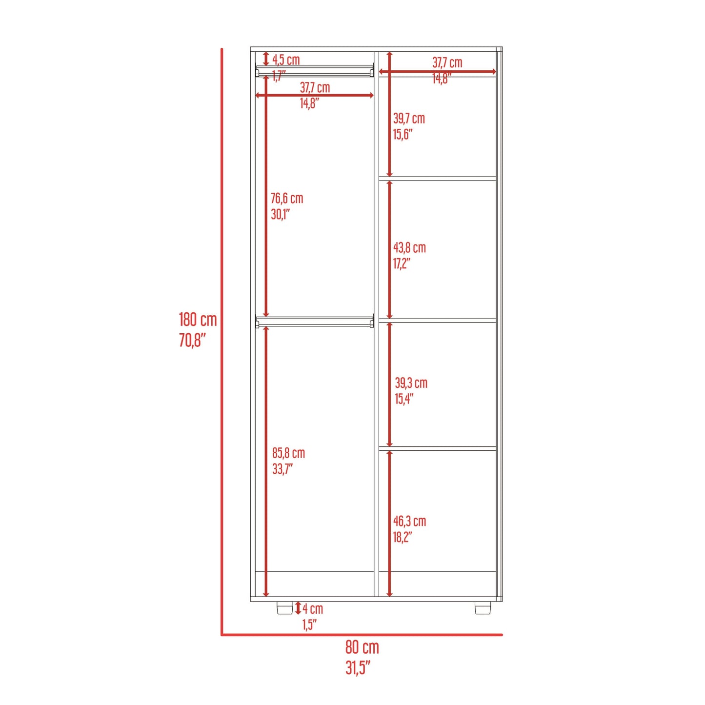 Closet Tera 180X80X48 Rta Fresno Wengue