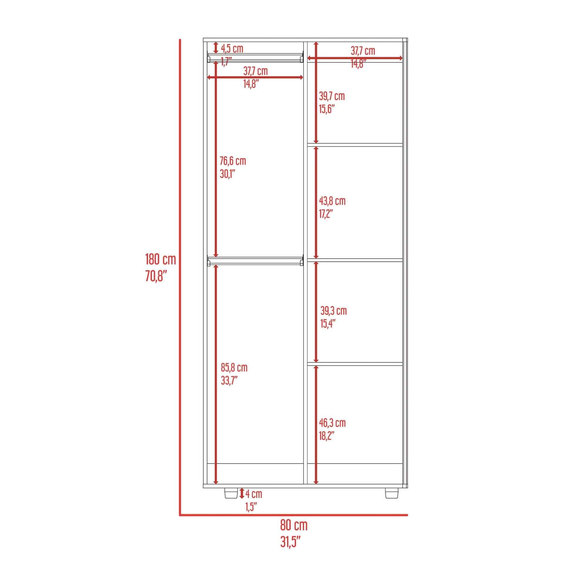 Closet Tera 180X80X48 Rta Fresno Wengue