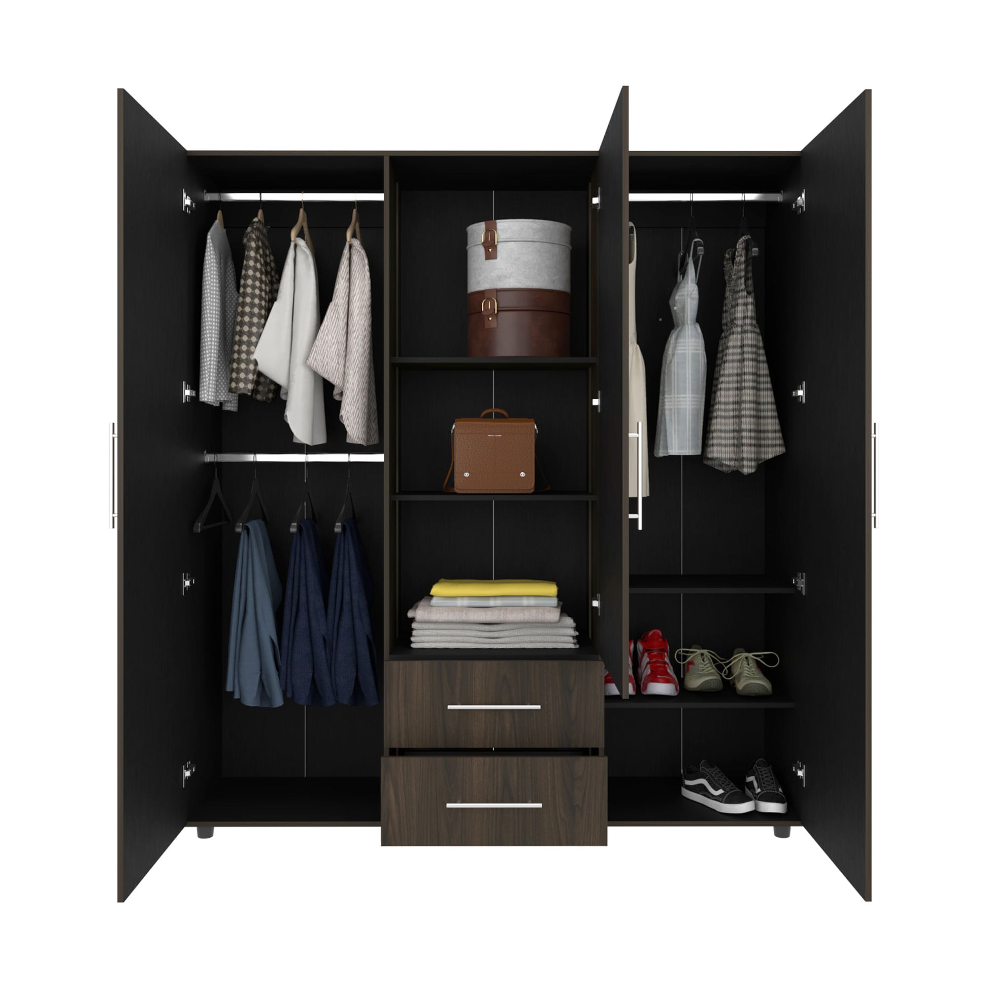 Closet Grayson Espejo 200X180X49 Rta Nogal Wengue