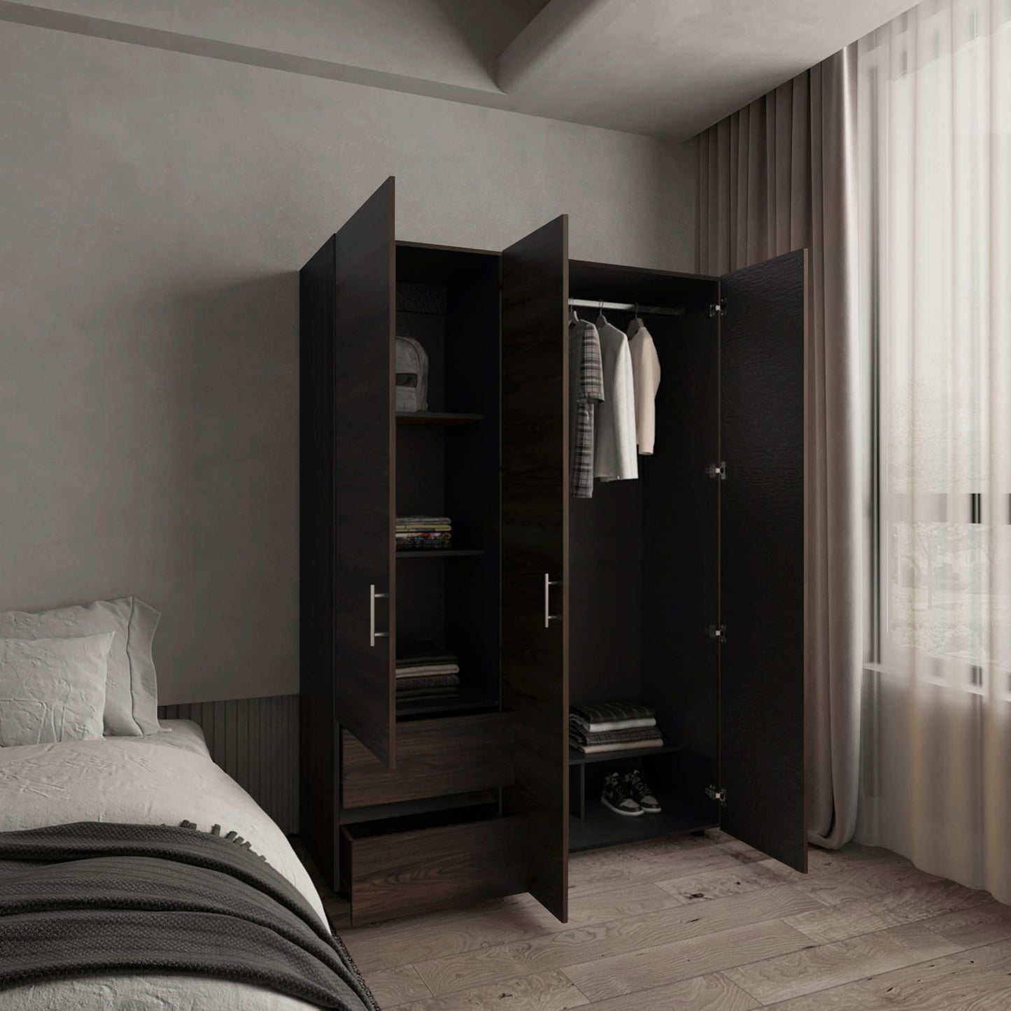 Closet Dassel 200X140X52 Rta Nogal Wengue