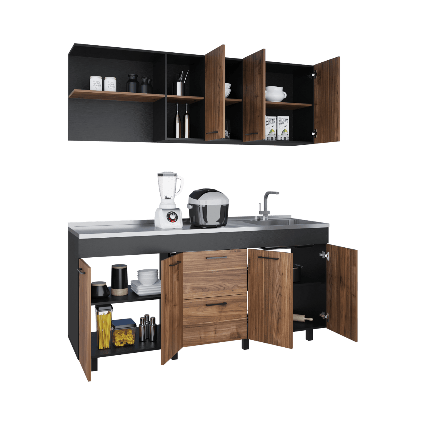 Cocina 180 Belen 60/85,9X180/180,2X33,6/52 Rta Gales Wengue Zf