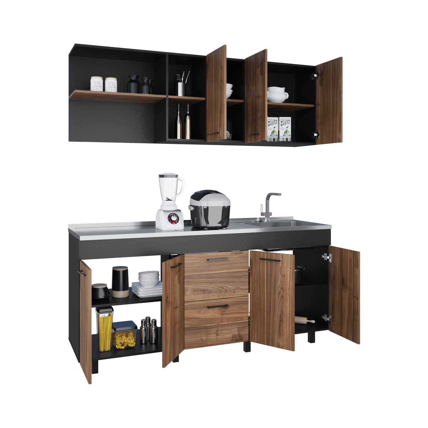 Cocina 180 Belen 60/85,9X180/180,2X33,6/52 Rta Gales Wengue Zf