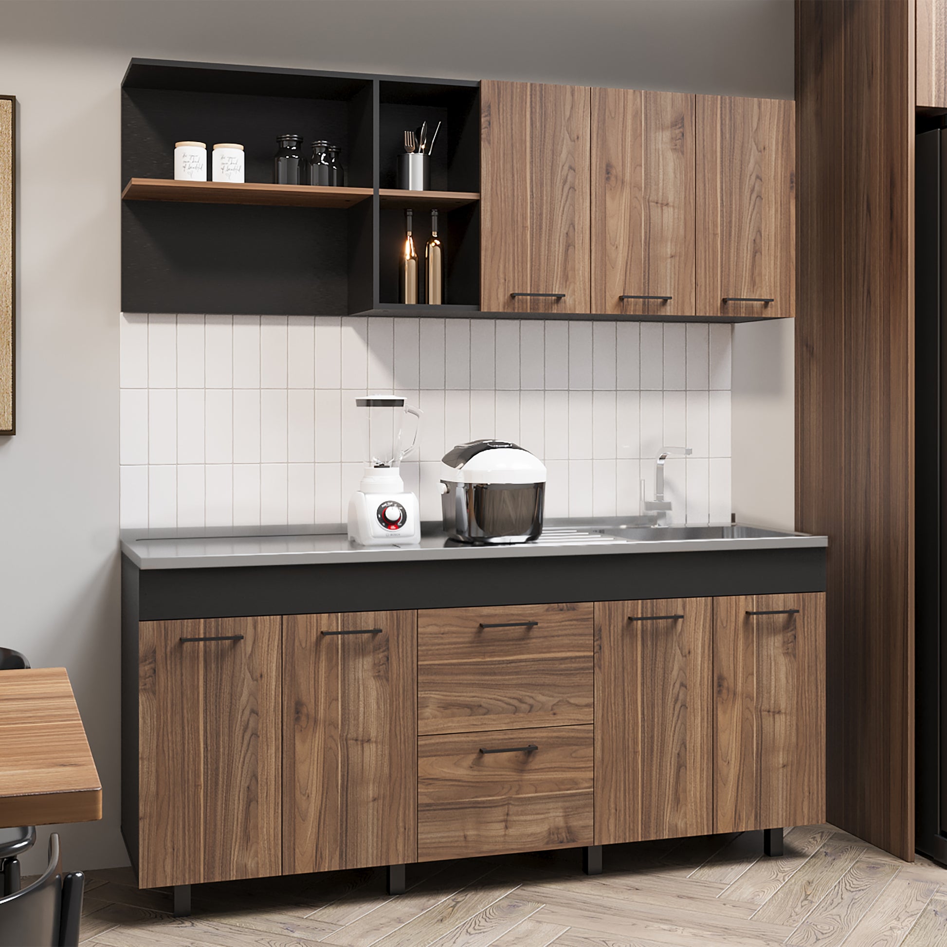 Cocina 180 Belen 60/85,9X180/180,2X33,6/52 Rta Gales Wengue Zf