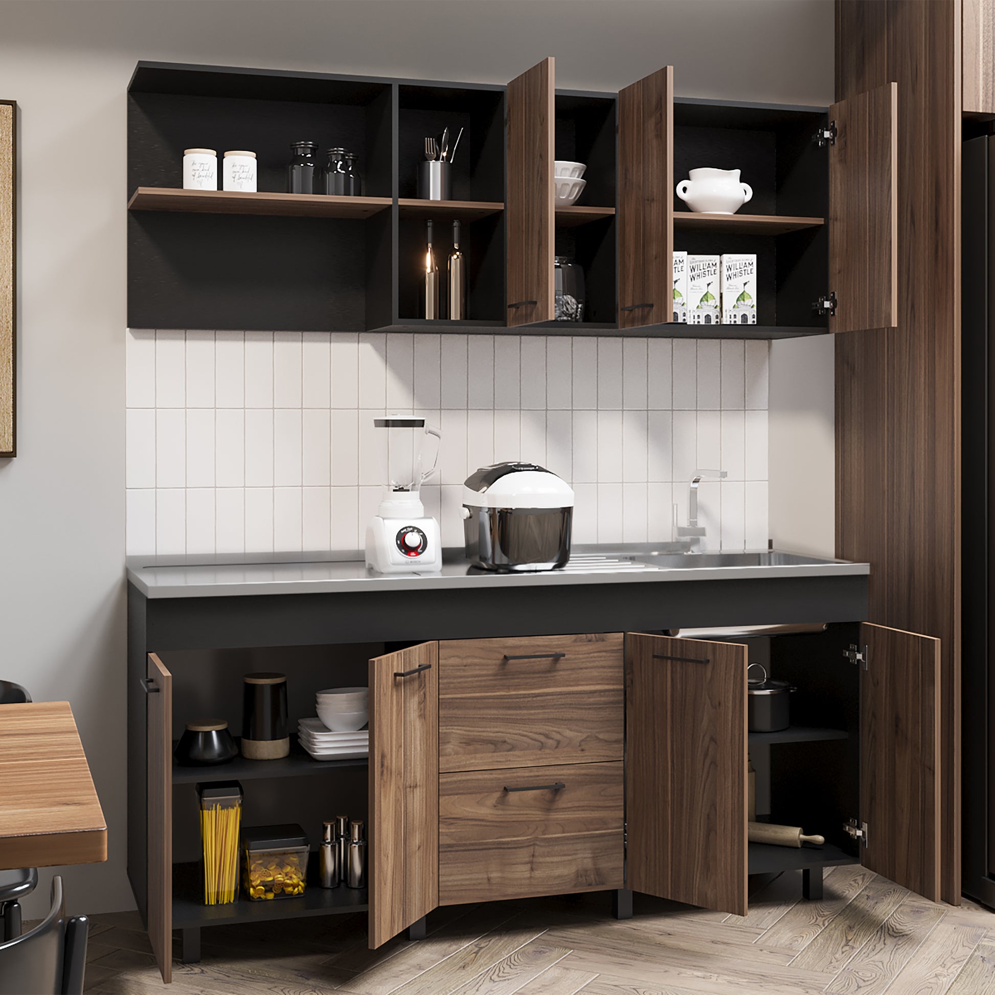 Cocina 180 Belen 60/85,9X180/180,2X33,6/52 Rta Gales Wengue Zf