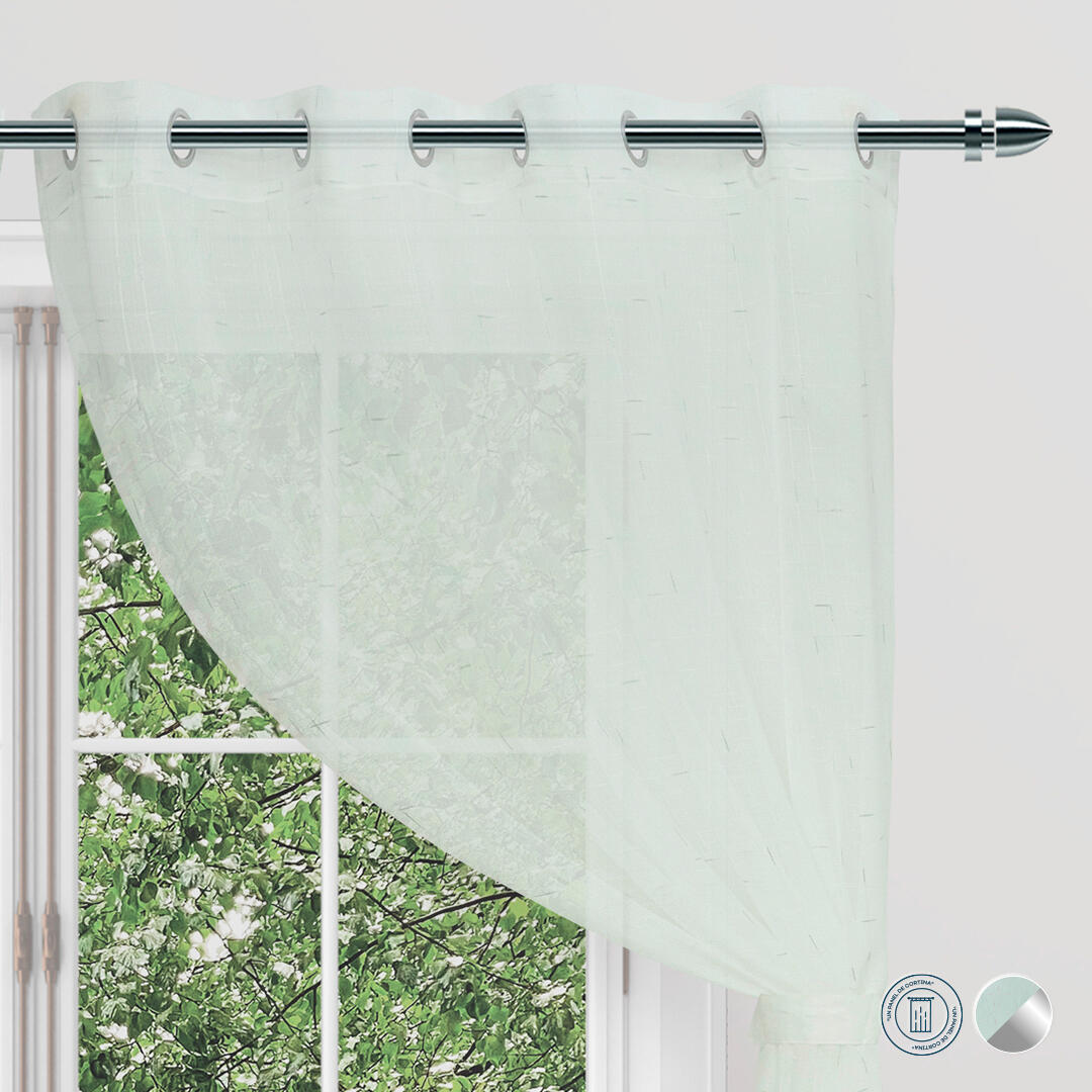 Cortina Velo Charm Argolla Lineas Gris