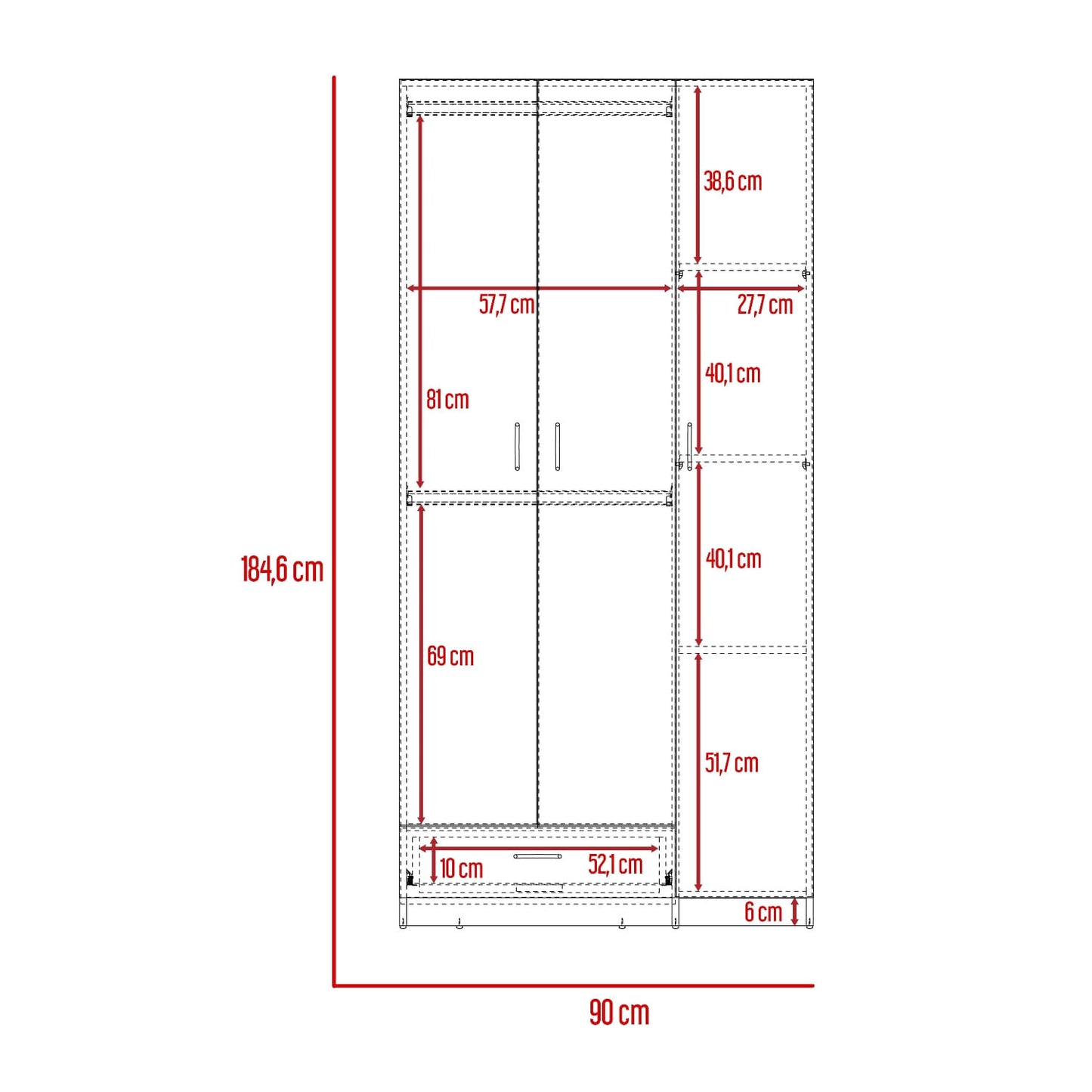 Armario Z 184X90X47 1 Cajon Rta Blanco