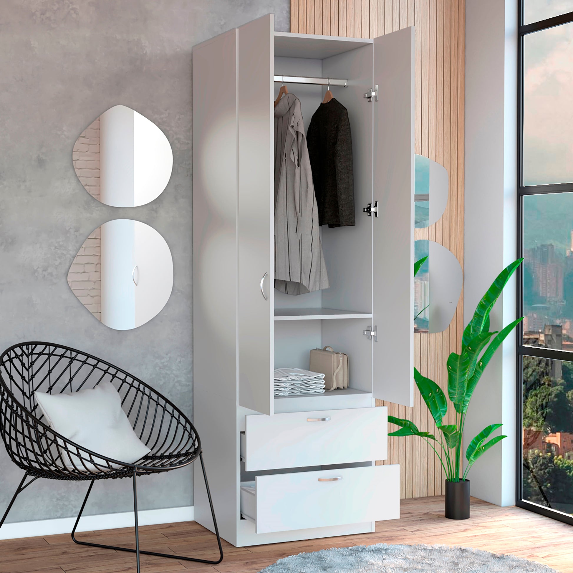 Closet Vicco 2P 2C 195X59X49 Rta Blanco Zf