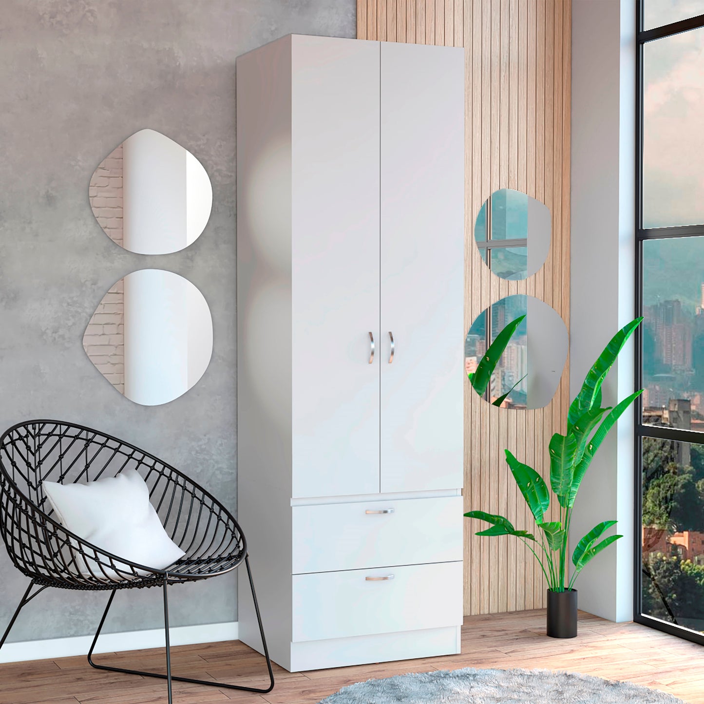 Closet Vicco 2P 2C 195X59X49 Rta Blanco Zf