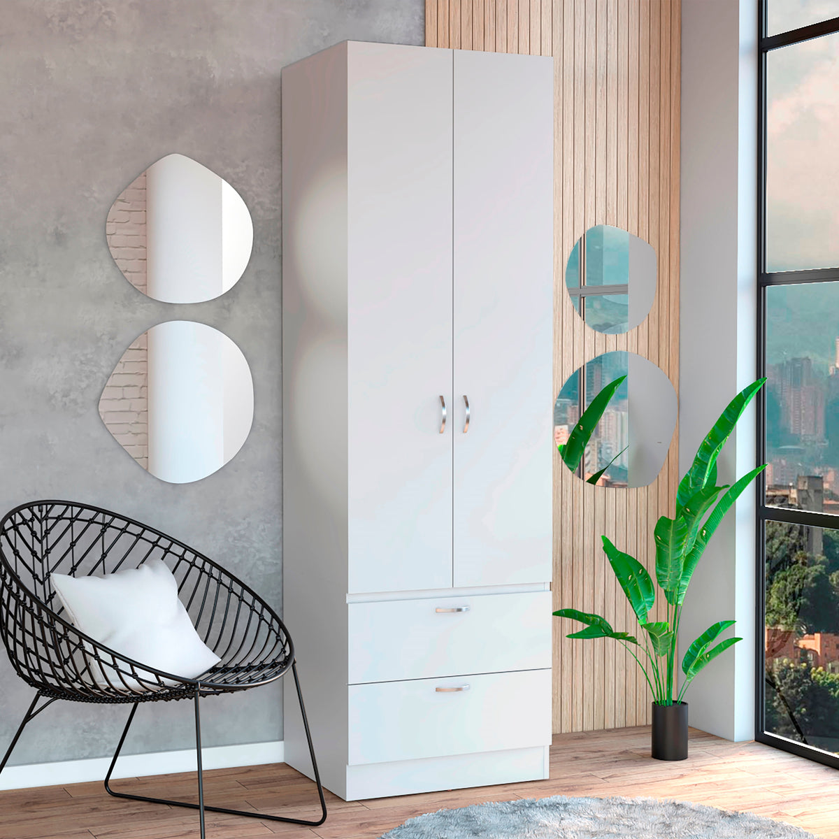 Closet Vicco 2P 2C 195X59X49 Rta Blanco Zf