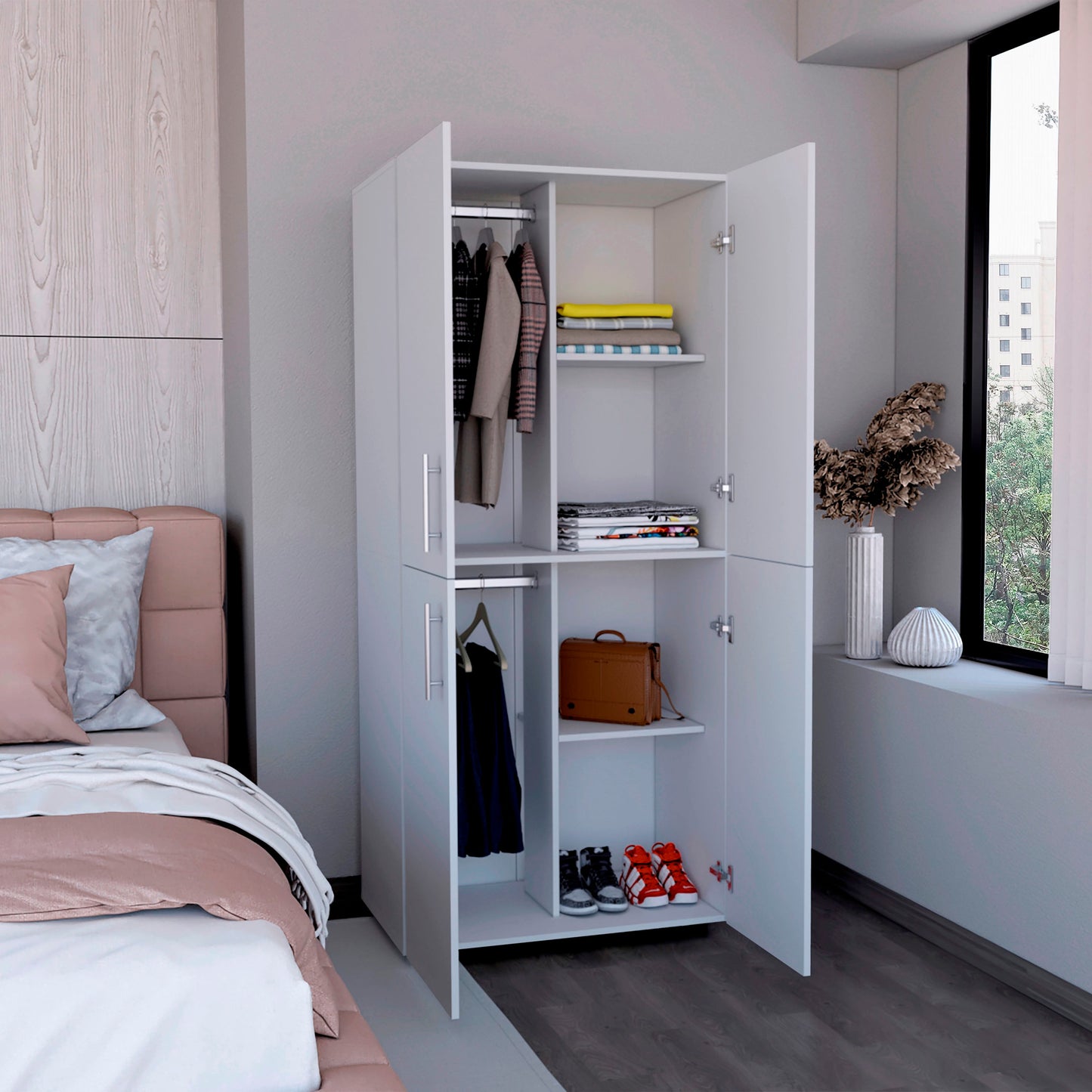 Closet Hazel 4P 180X80X48 Rta Blanco Zf