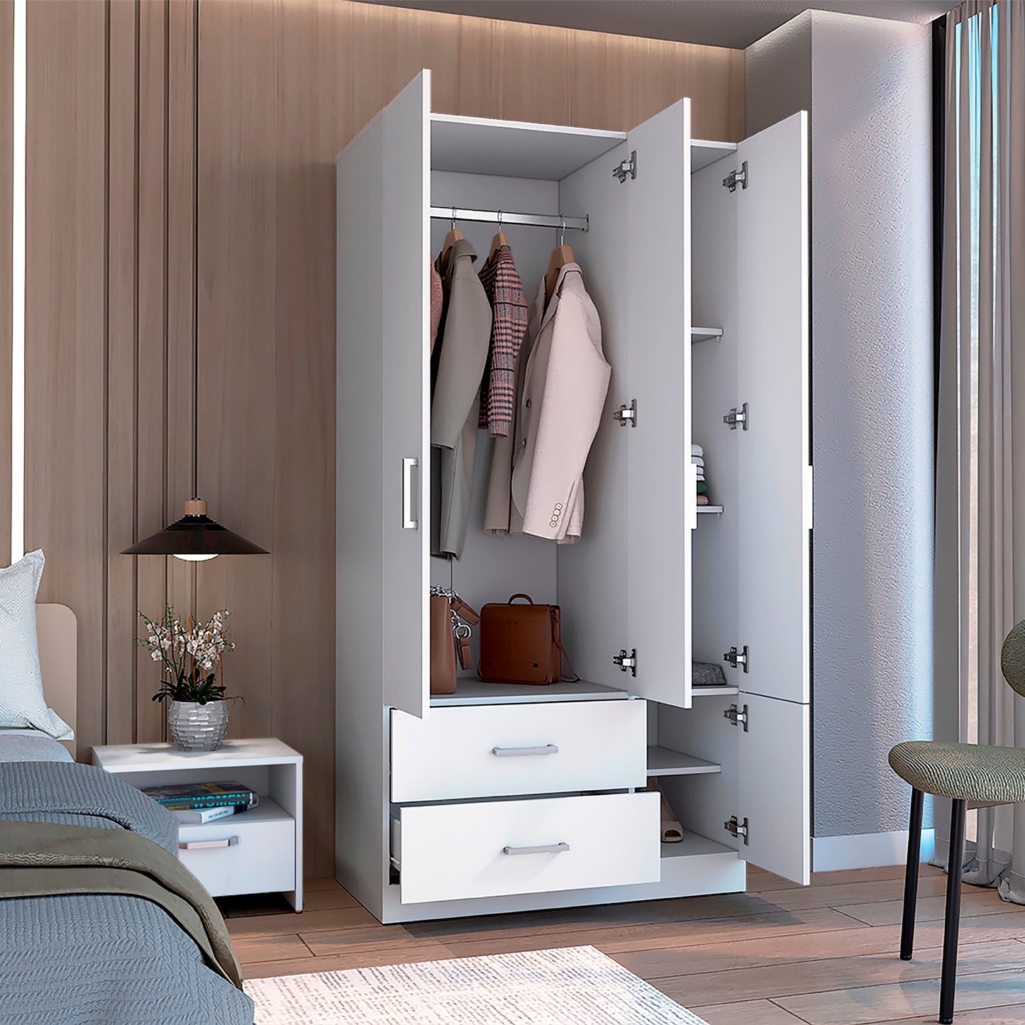 Closet Sebree 3P 2C 180X90X47 Rta Blanco Zf