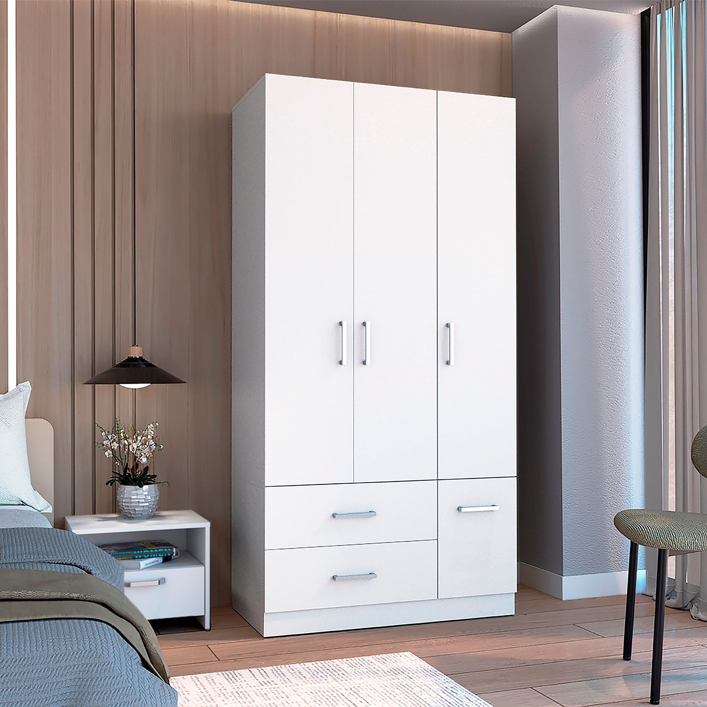 Closet Sebree 3P 2C 180X90X47 Rta Blanco Zf