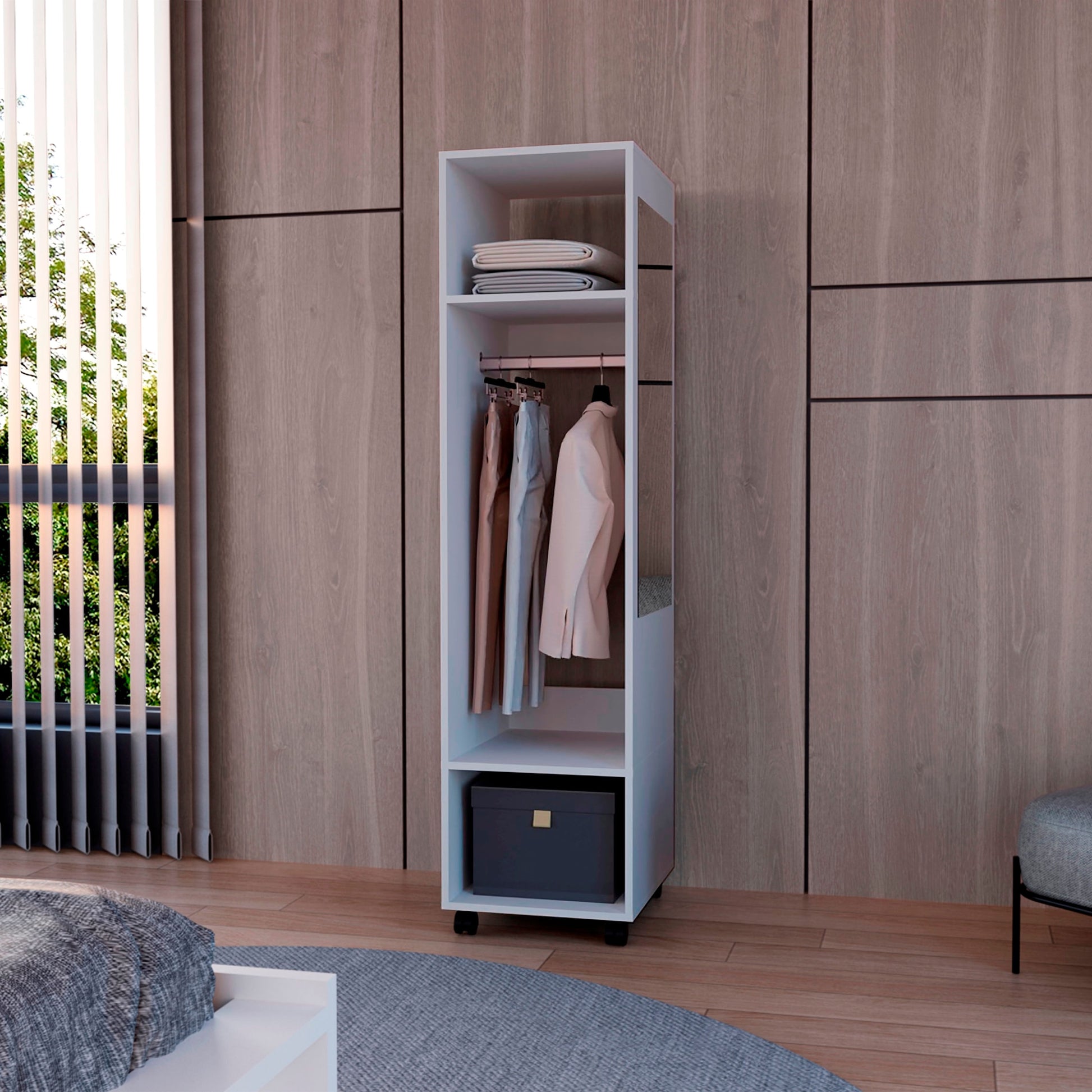 Closet Ropero Espejo Custer 160X40X48 Rta Blanco