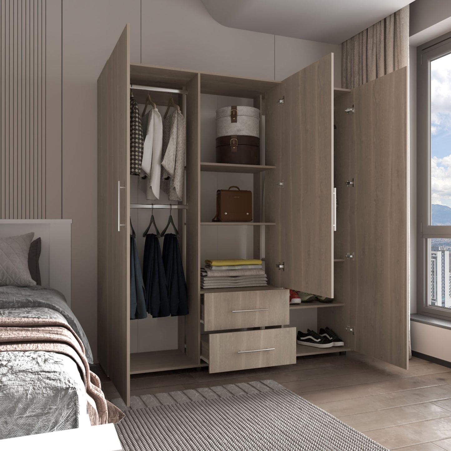Closet Grayson Espejo 200X180X49 Rta Bardolino Blanco