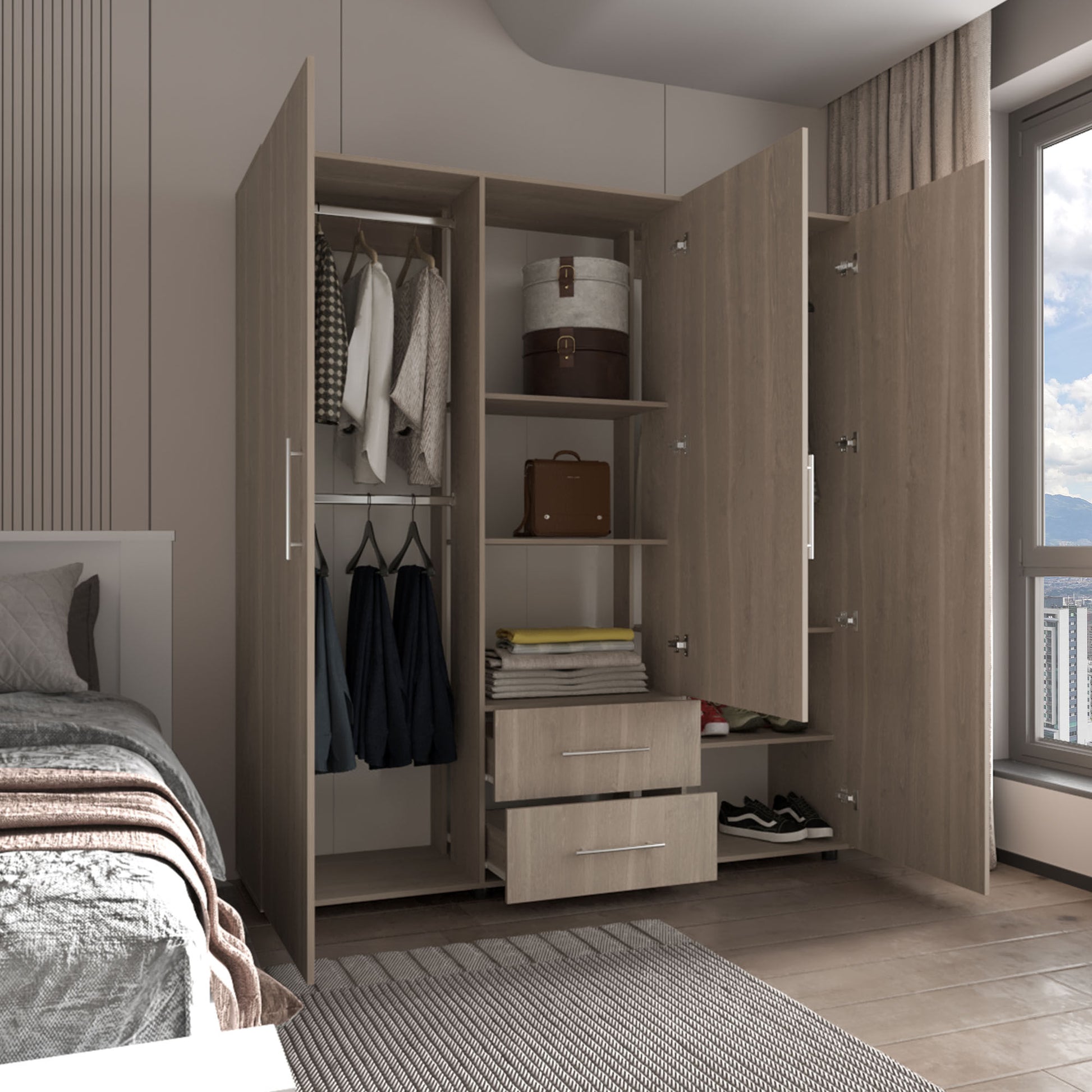 Closet Grayson Espejo 200X180X49 Rta Bardolino Blanco