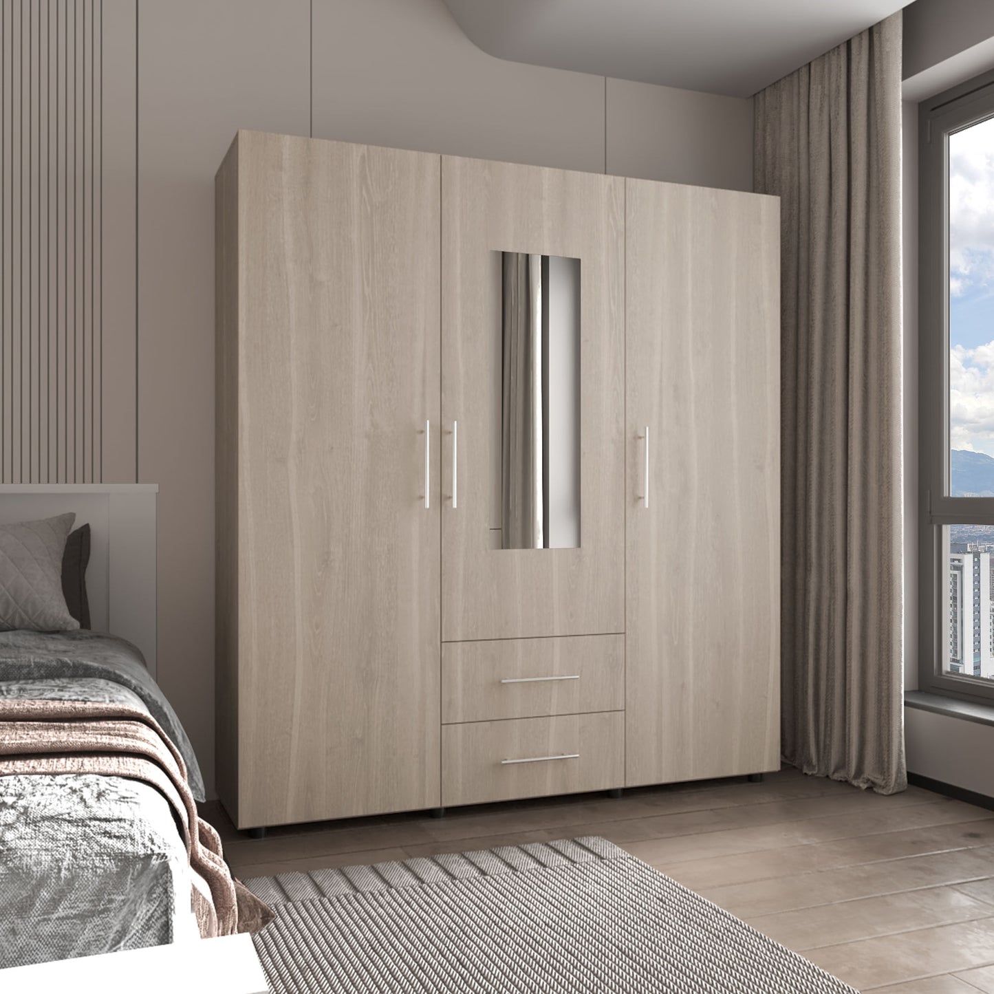 Closet Grayson Espejo 200X180X49 Rta Bardolino Blanco