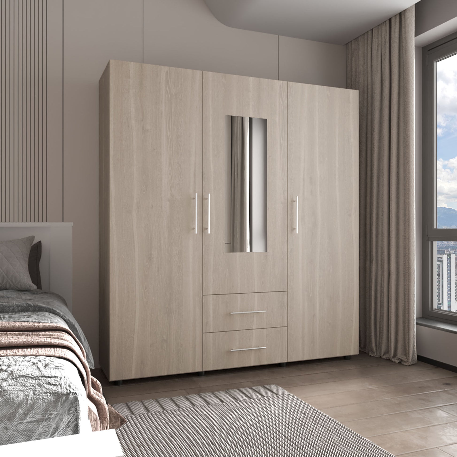 Closet Grayson Espejo 200X180X49 Rta Bardolino Blanco