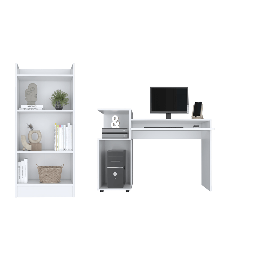 Combo Escritorio Atlanter + Biblioteca 120 Rta Blanco