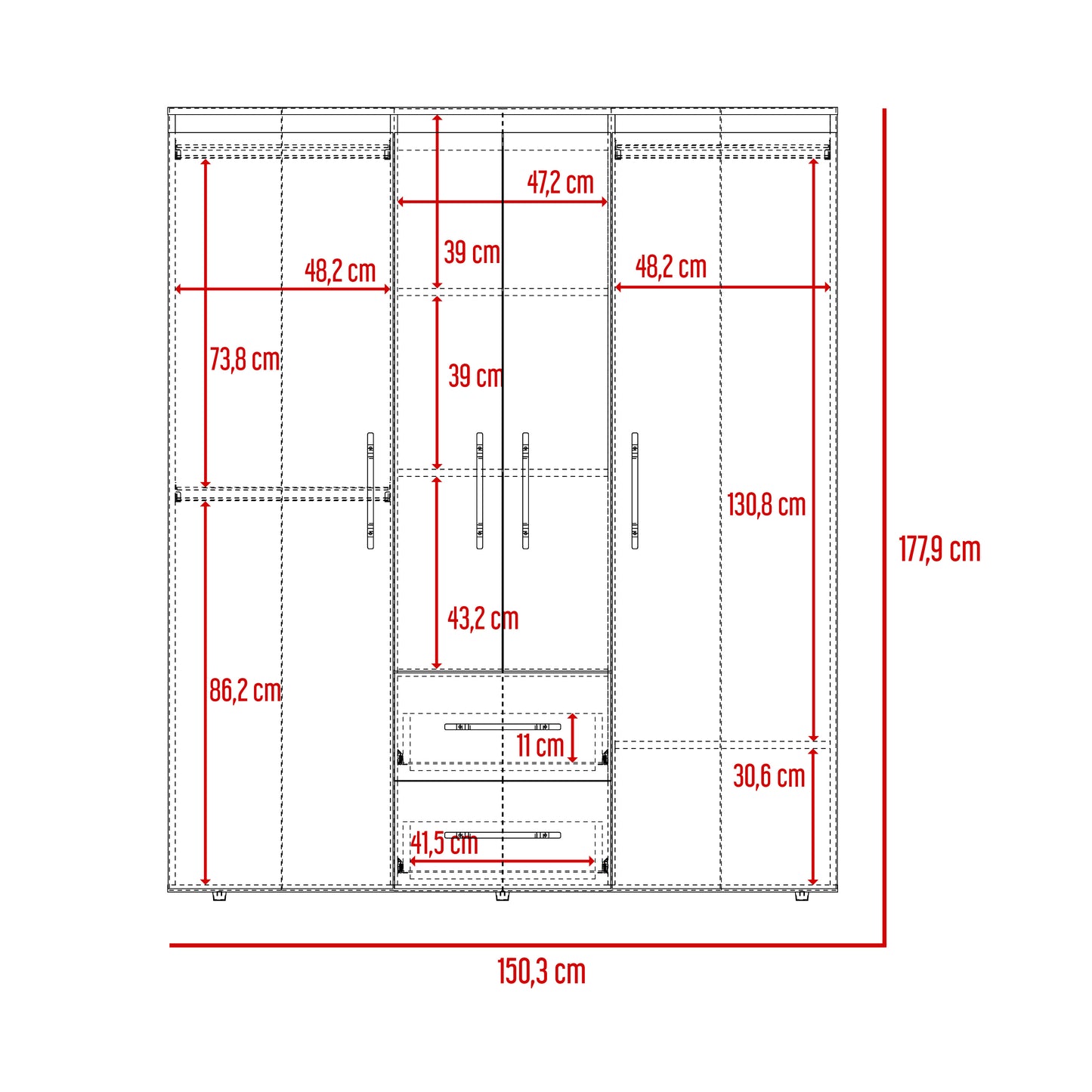 Closet Bariloche Eco 180 X 150 X 50 Rta Blanco