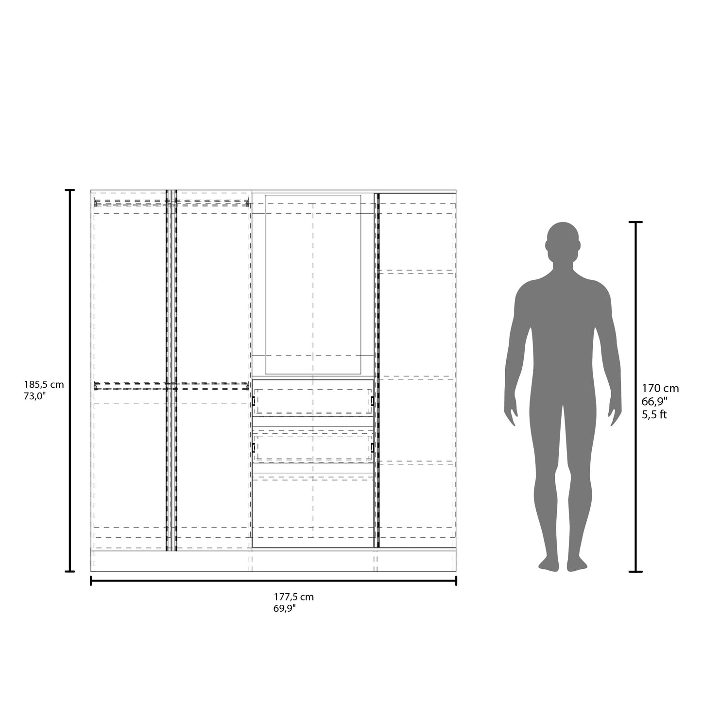 Closet  Kamelot 180 186X177X48,3 Rta Blanco Zf