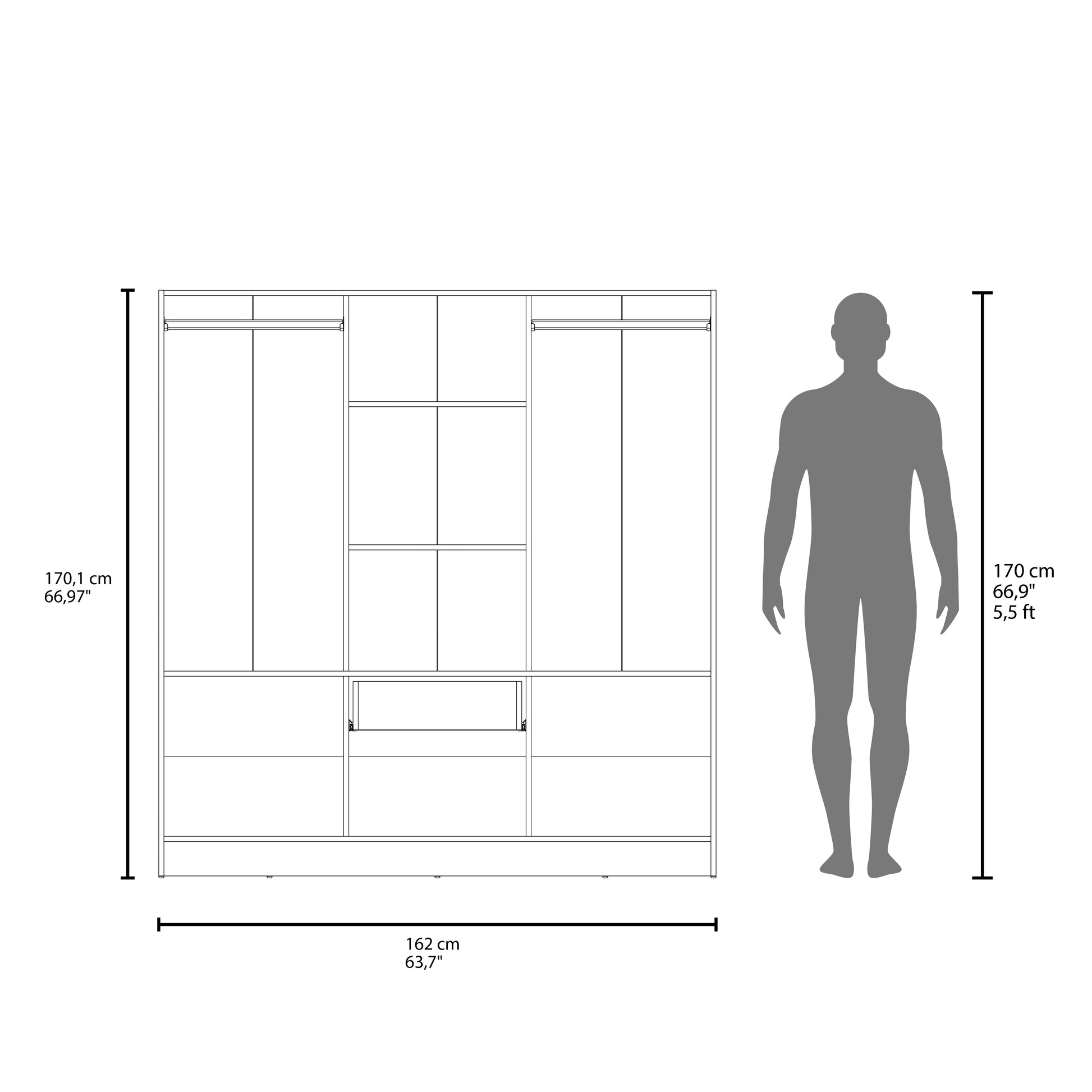 Closet Mitu 2.0 170 X 162 X 46 Rta Blanco Zf