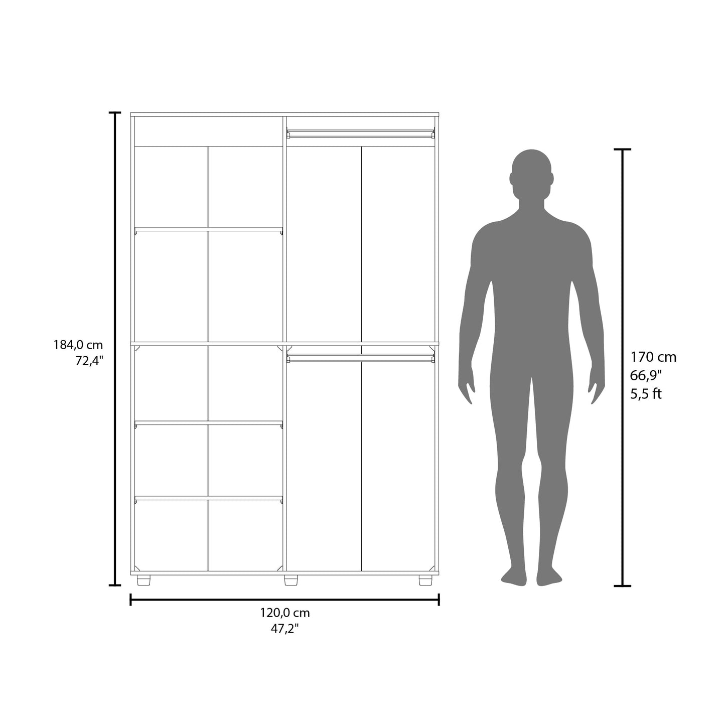 Closet Eco 120 184X120X46 Rta Blanco Zf