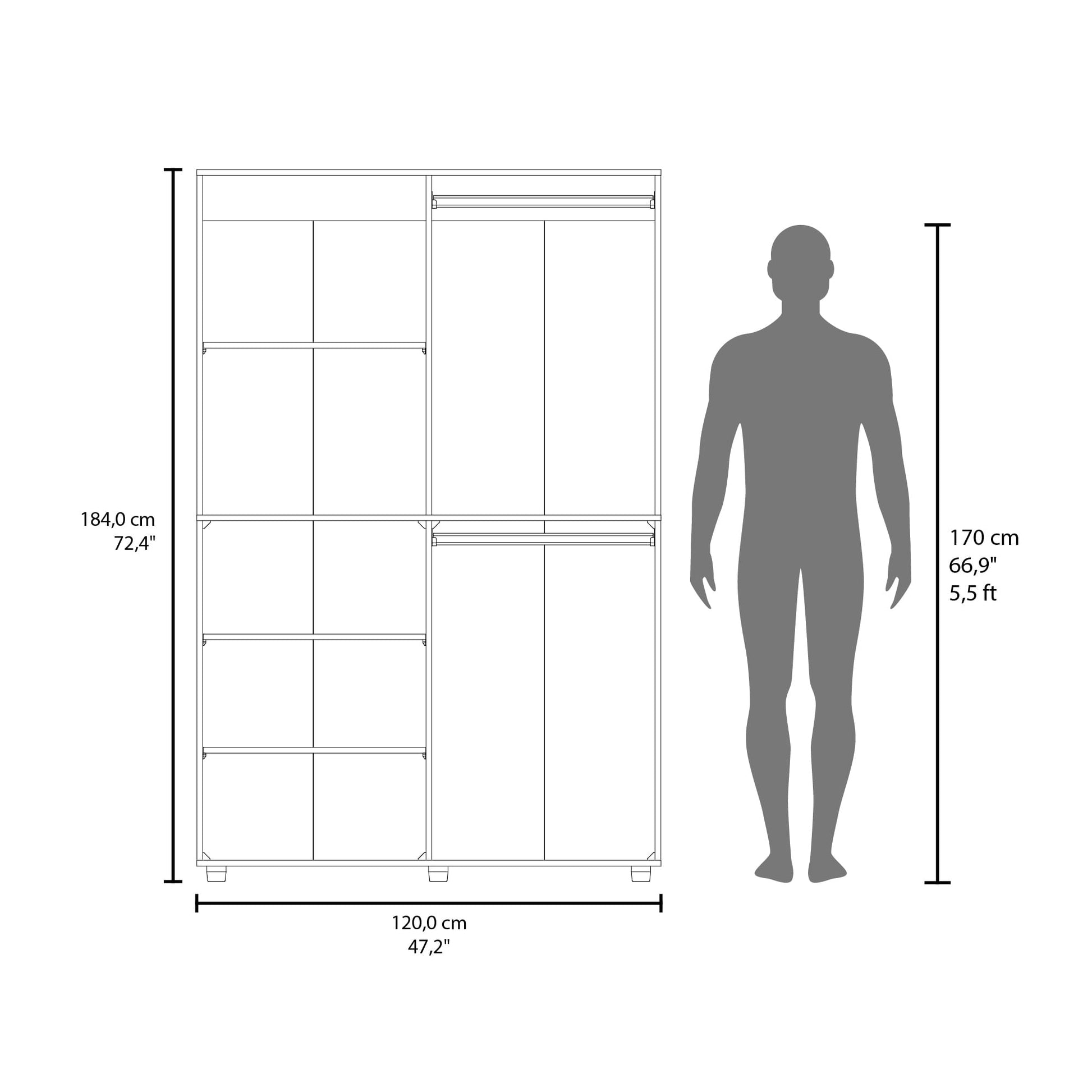 Closet Eco 120 184X120X46 Rta Blanco Zf
