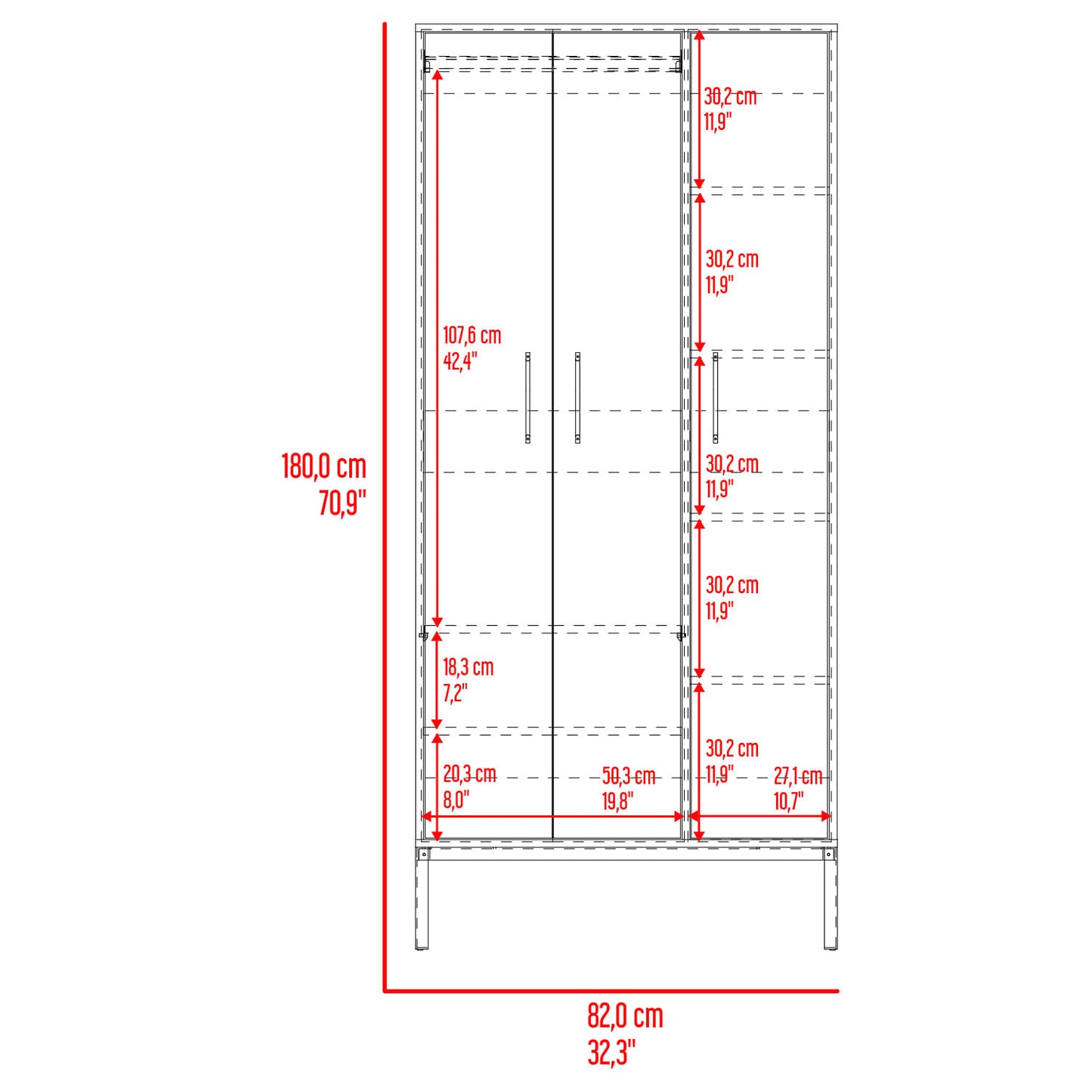 Closet 3P Soho Novo 180X82X50 Rta Milan