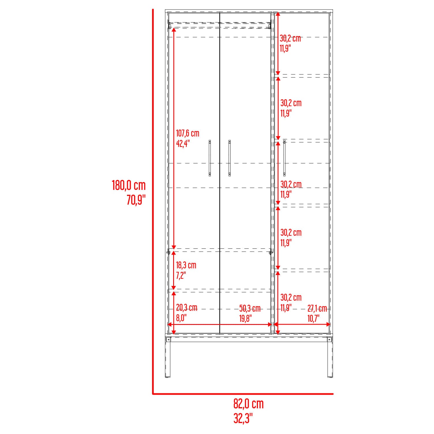 Closet 3P Soho Novo 180X82X50 Rta Milan