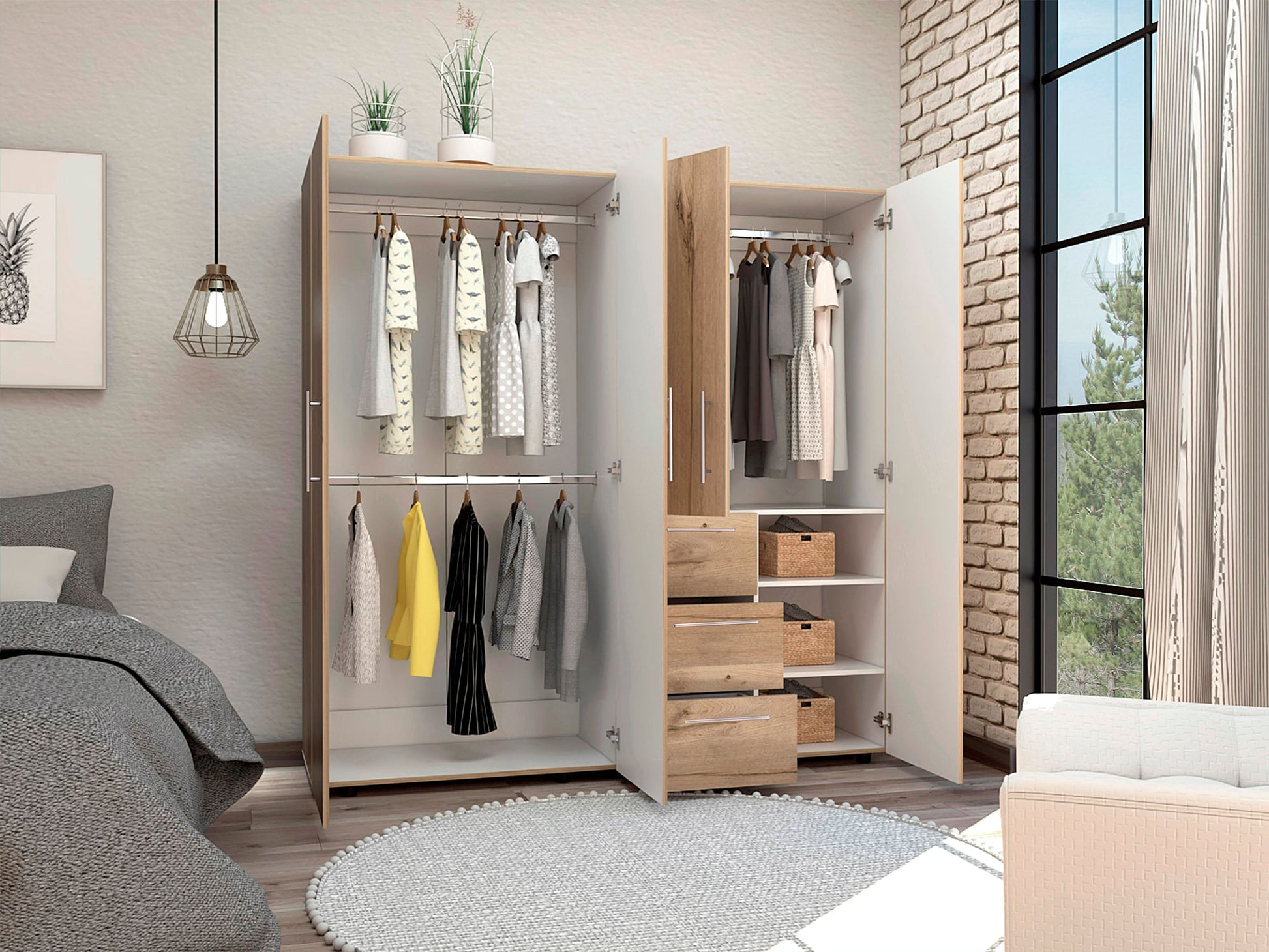 Closet Harlem 184 X 181 X 50 Rta Duna + Blanco