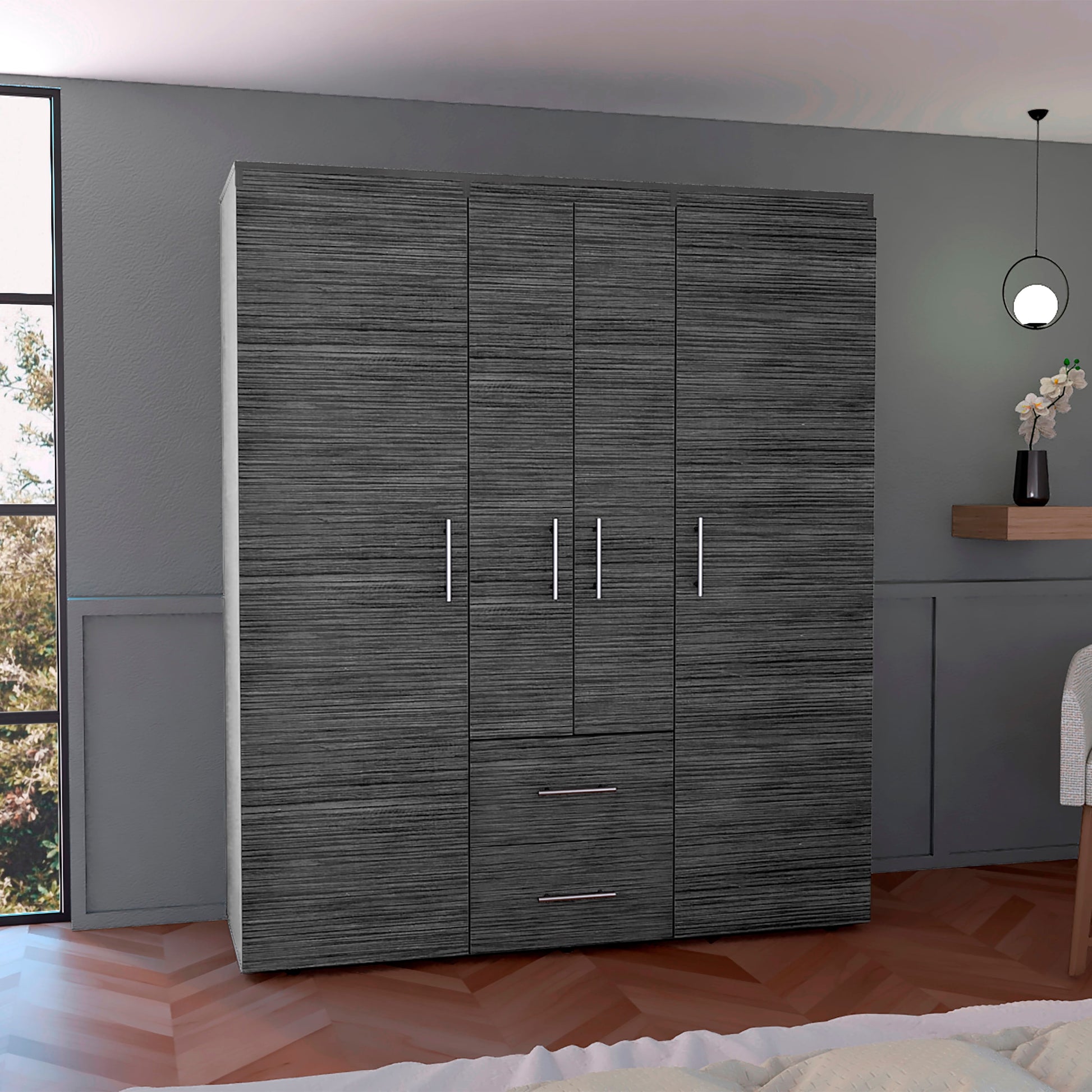 Closet Bariloche Eco 177X150X50 Rta Roble Gris