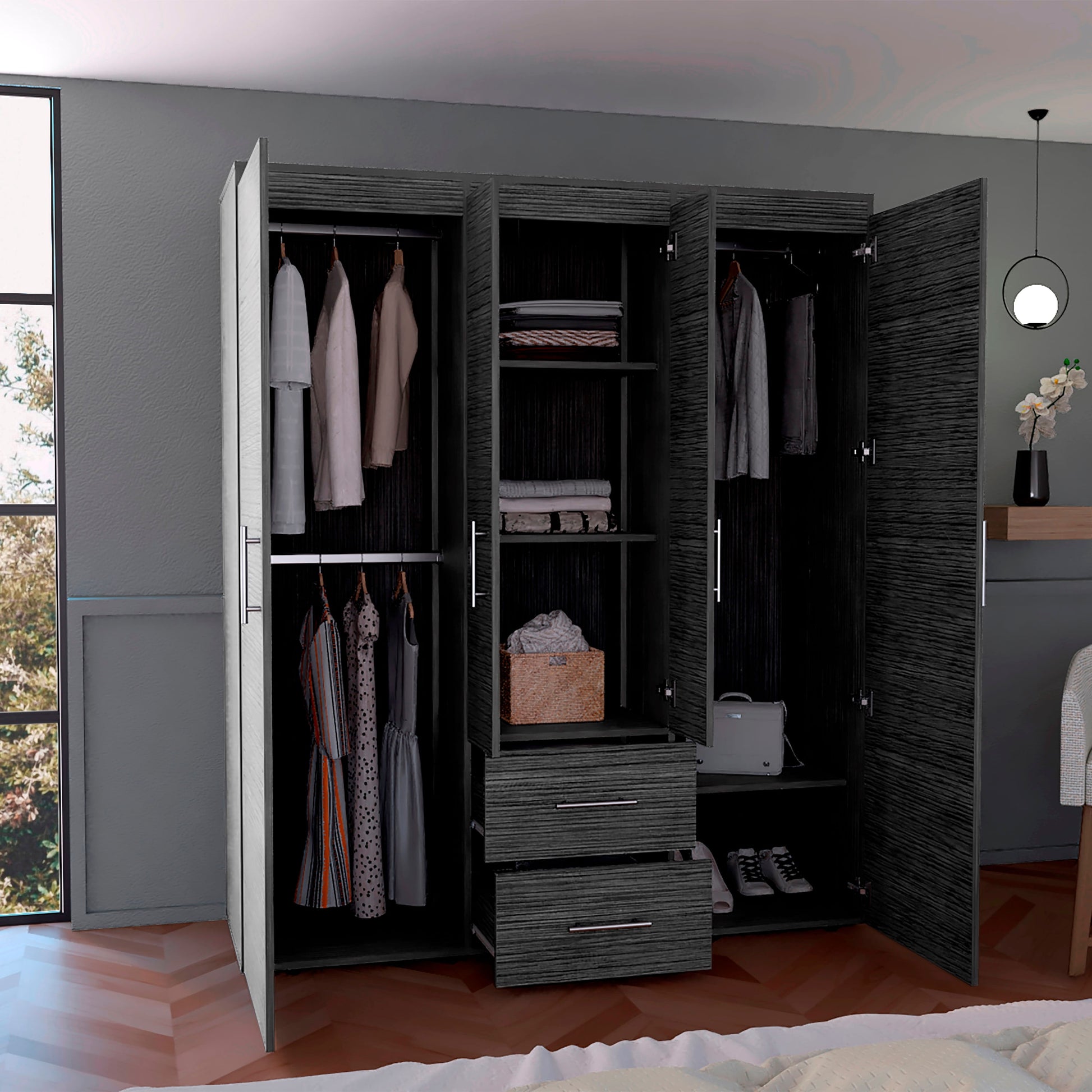 Closet Bariloche Eco 177X150X50 Rta Roble Gris