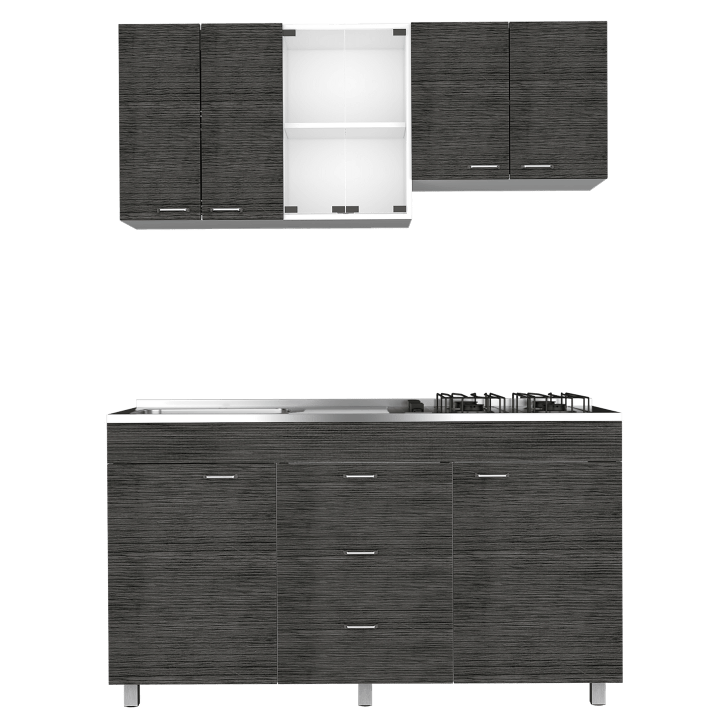 Cocina 150 Lumina Rta Blanco + Roble Gris