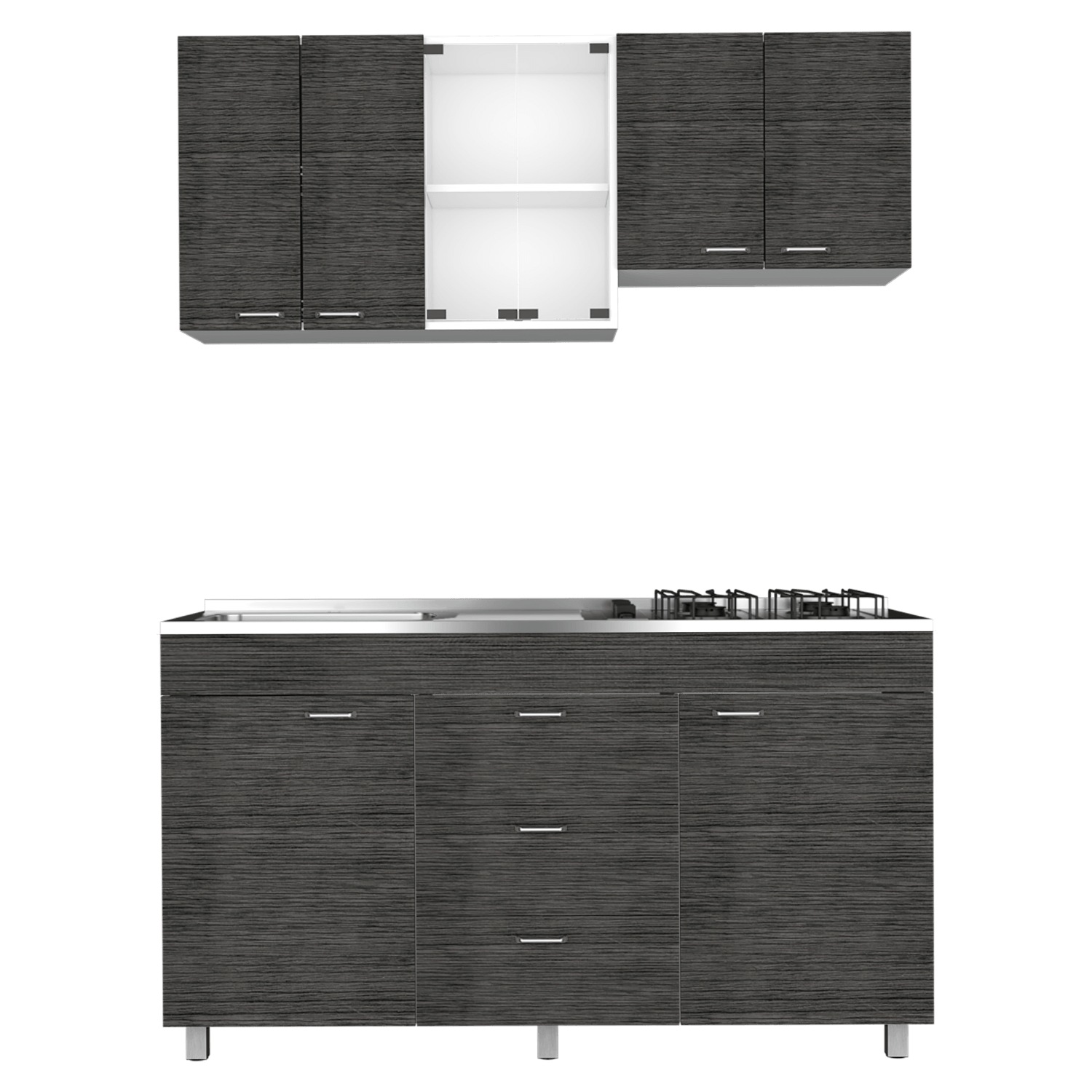 Cocina 150 Lumina Rta Blanco + Roble Gris