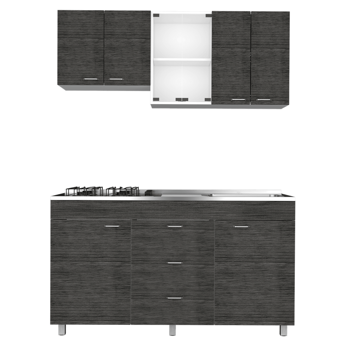 Cocina 150 Lumina Rta Blanco + Roble Gris