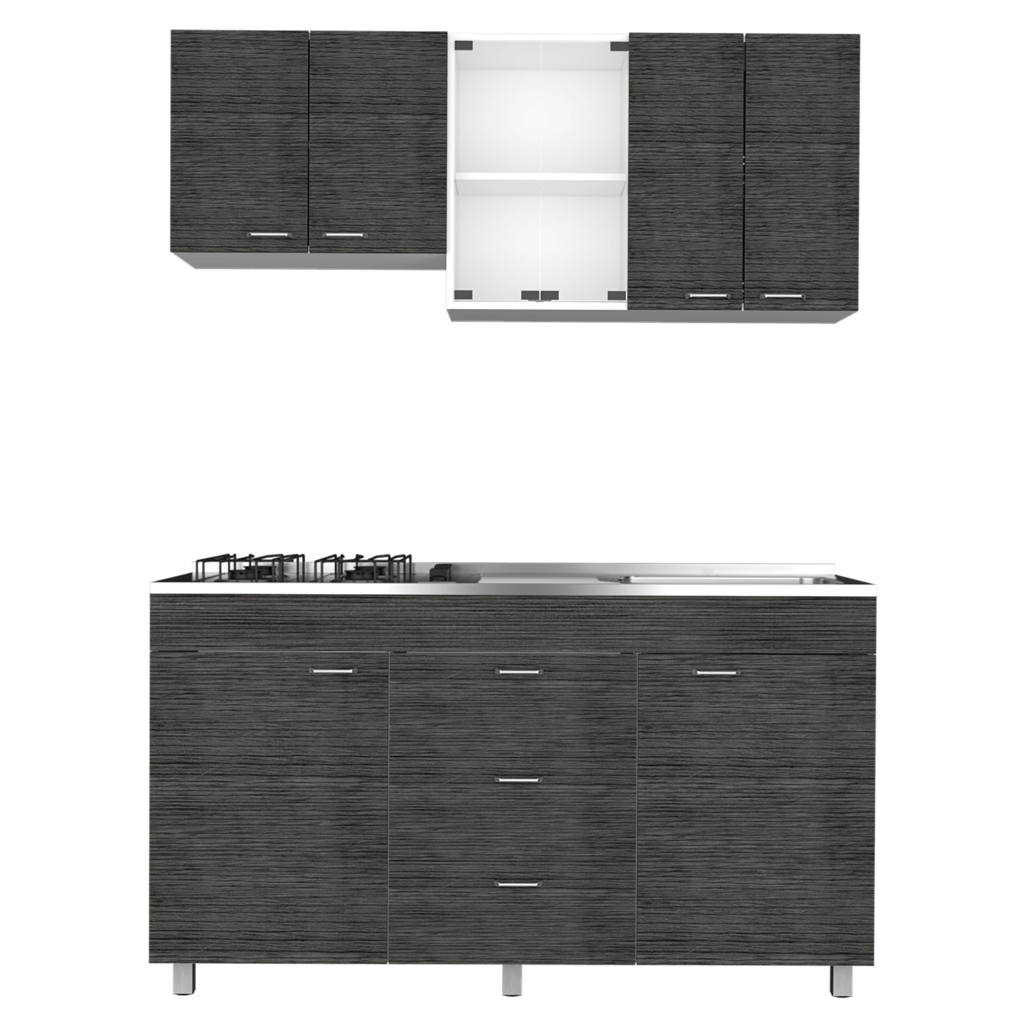 Cocina 150 Lumina Rta Blanco + Roble Gris