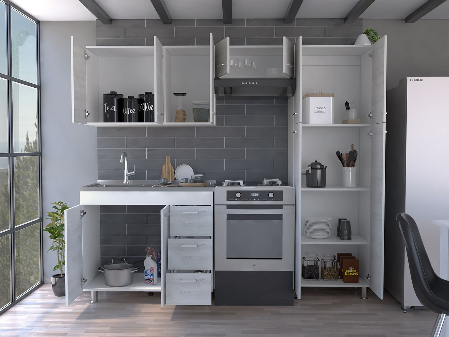Cocina Completa Ferreti Rta Blanco + Artiko