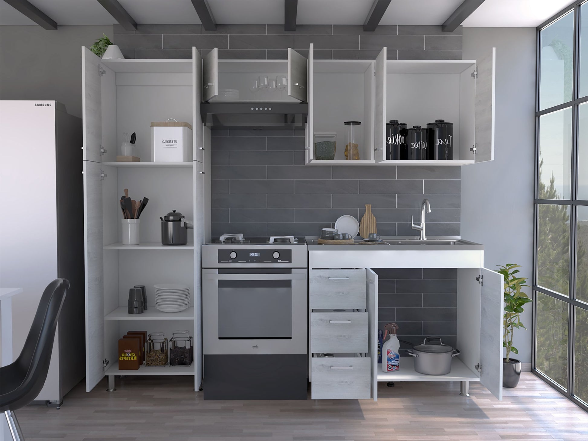 Cocina Completa Ferreti Rta Blanco + Artiko