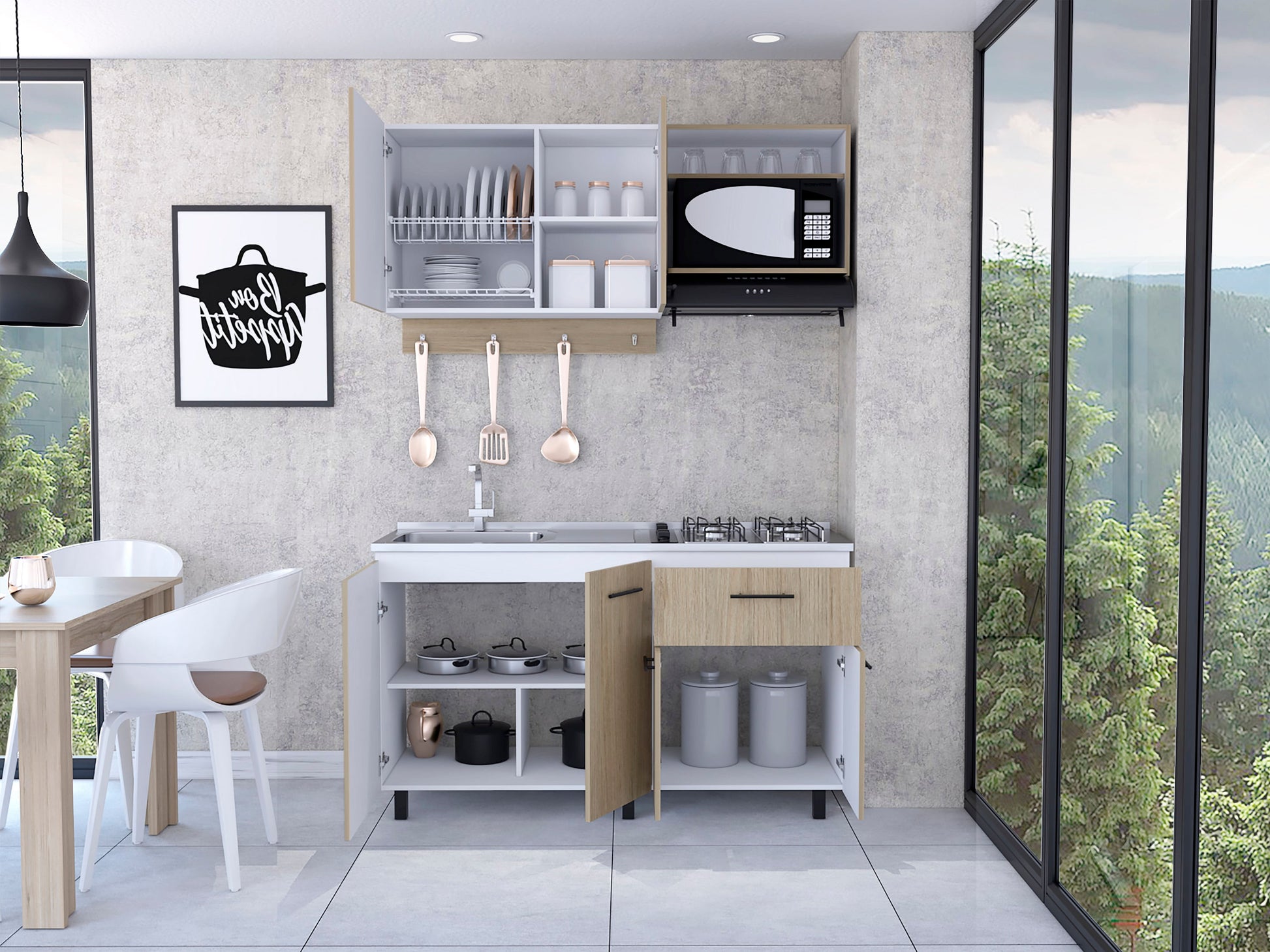 Cocina 150 Alani Rta Blanco-Rovere