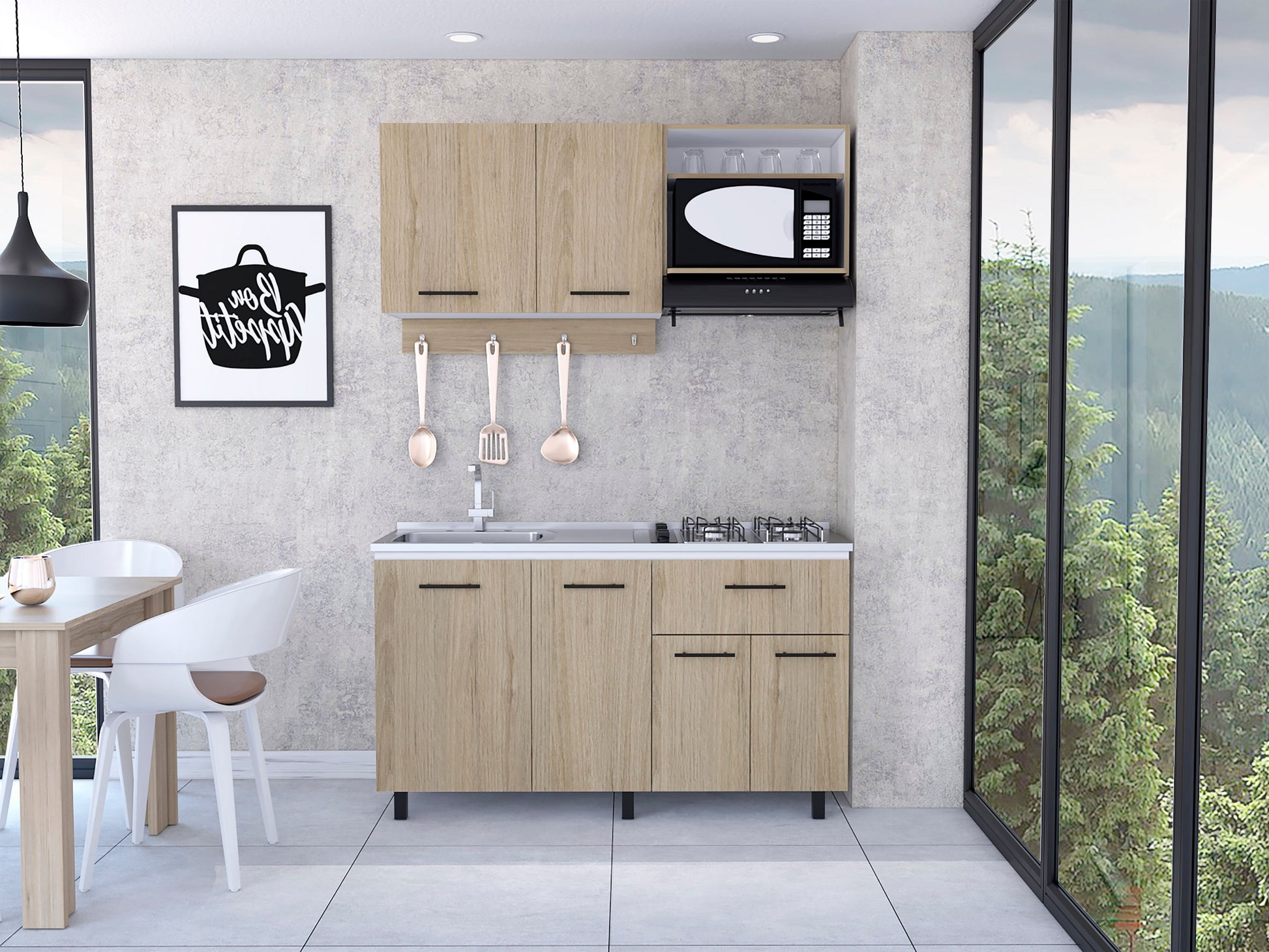 Cocina 150 Alani Rta Blanco-Rovere