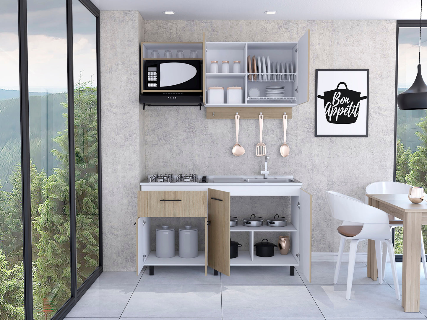 Cocina 150 Alani Rta Blanco-Rovere