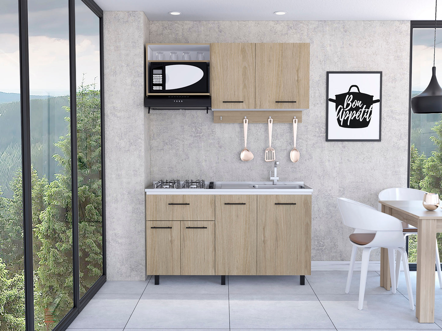 Cocina 150 Alani Rta Blanco-Rovere