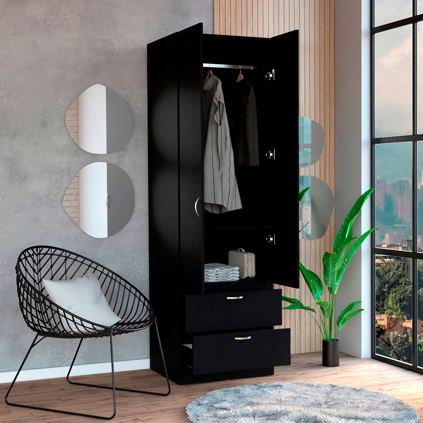 Closet Vicco 2P 2C 195X59X49 Rta Wengue Zf