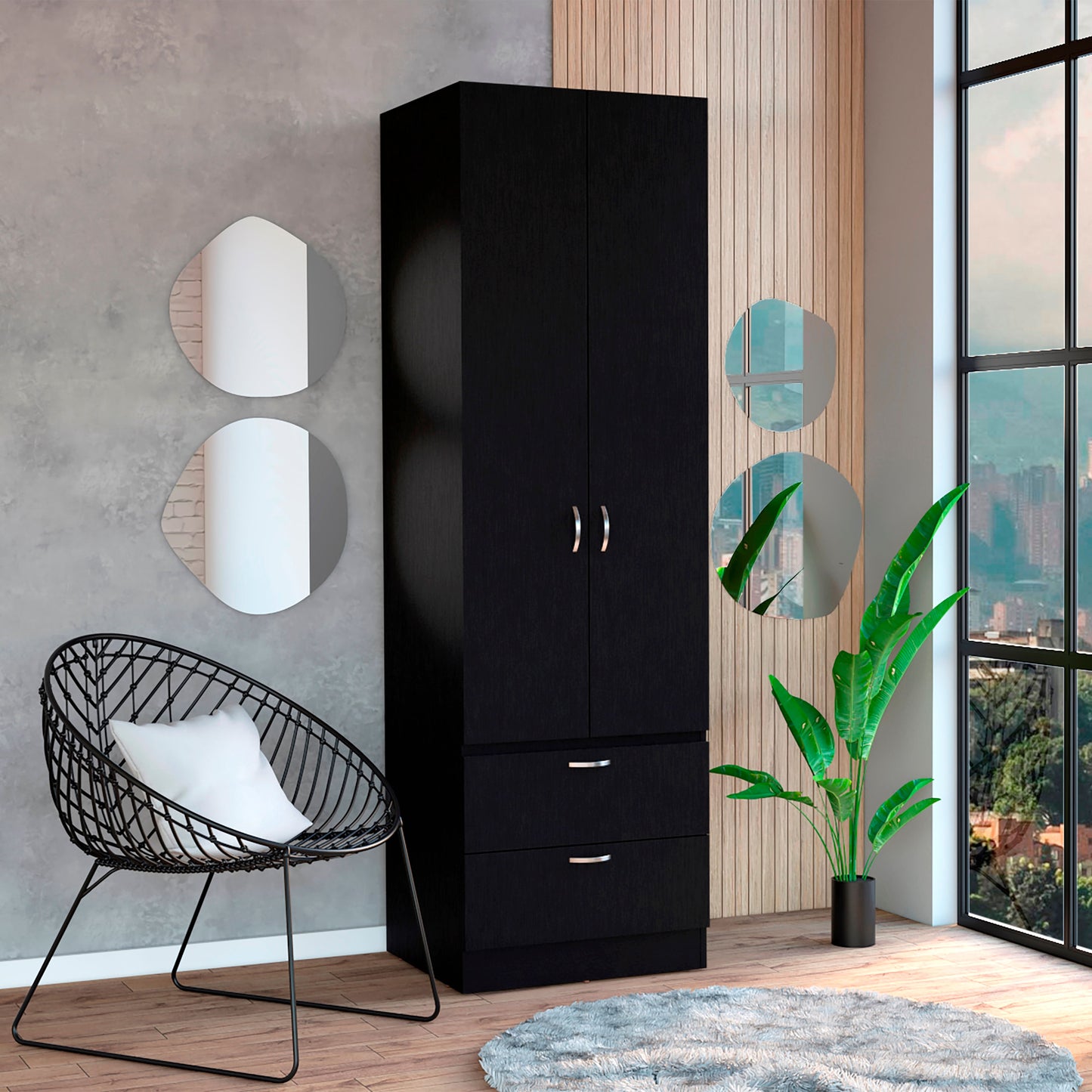 Closet Vicco 2P 2C 195X59X49 Rta Wengue Zf