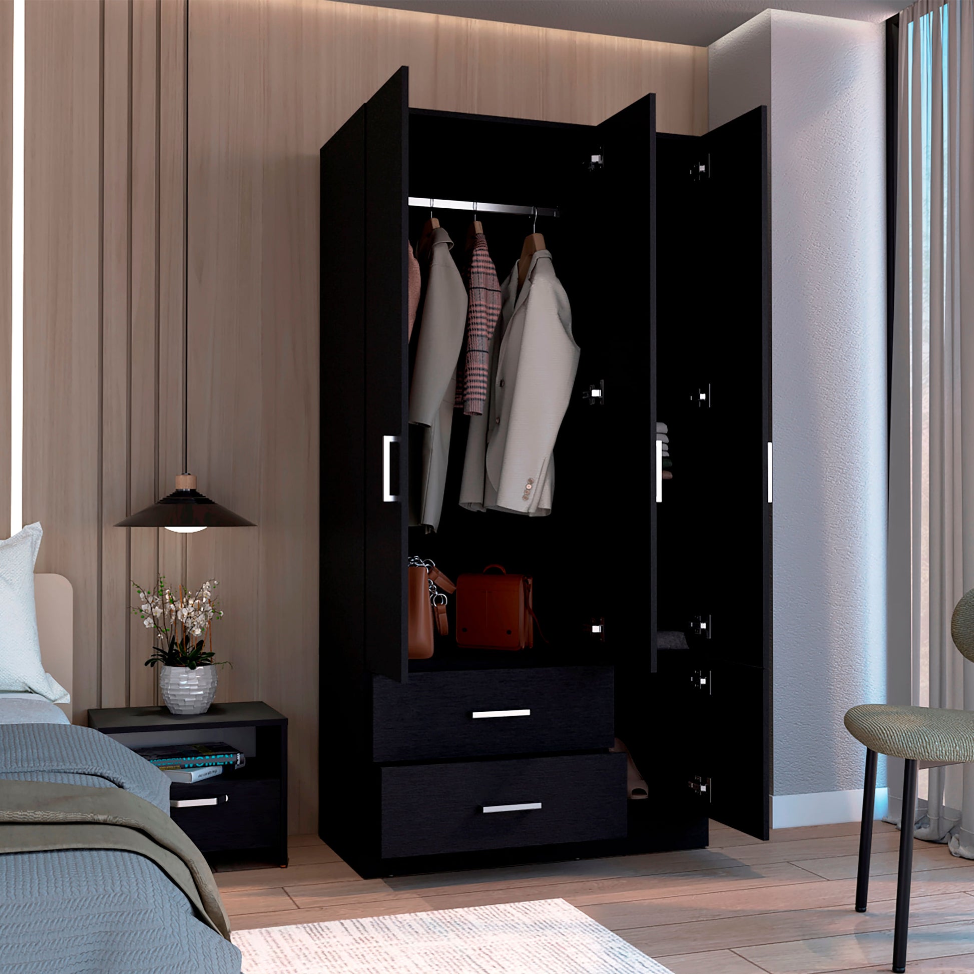 Closet Sebree 3P 2C 180X90X47 Rta Wengue Zf