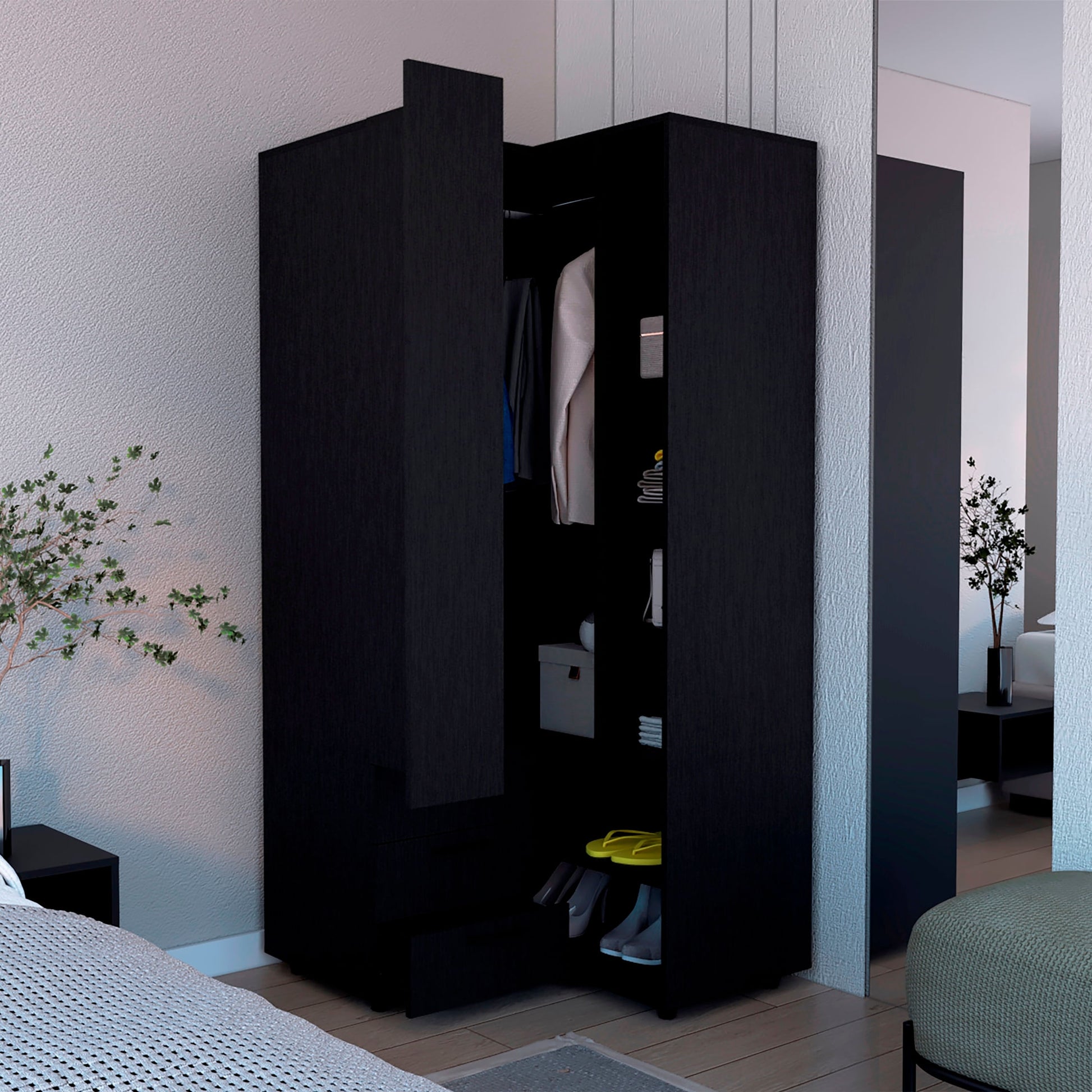 Closet Esquinero Toulouse 180X85X85 Rta Wengue