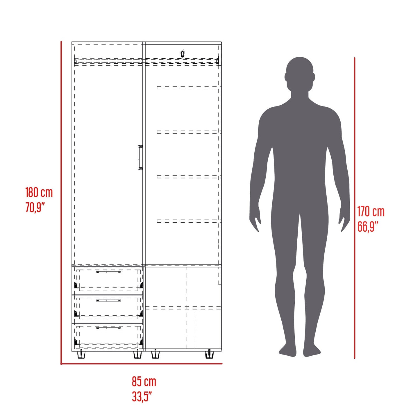 Closet Esquinero Toulouse 180X85X85 Rta Wengue