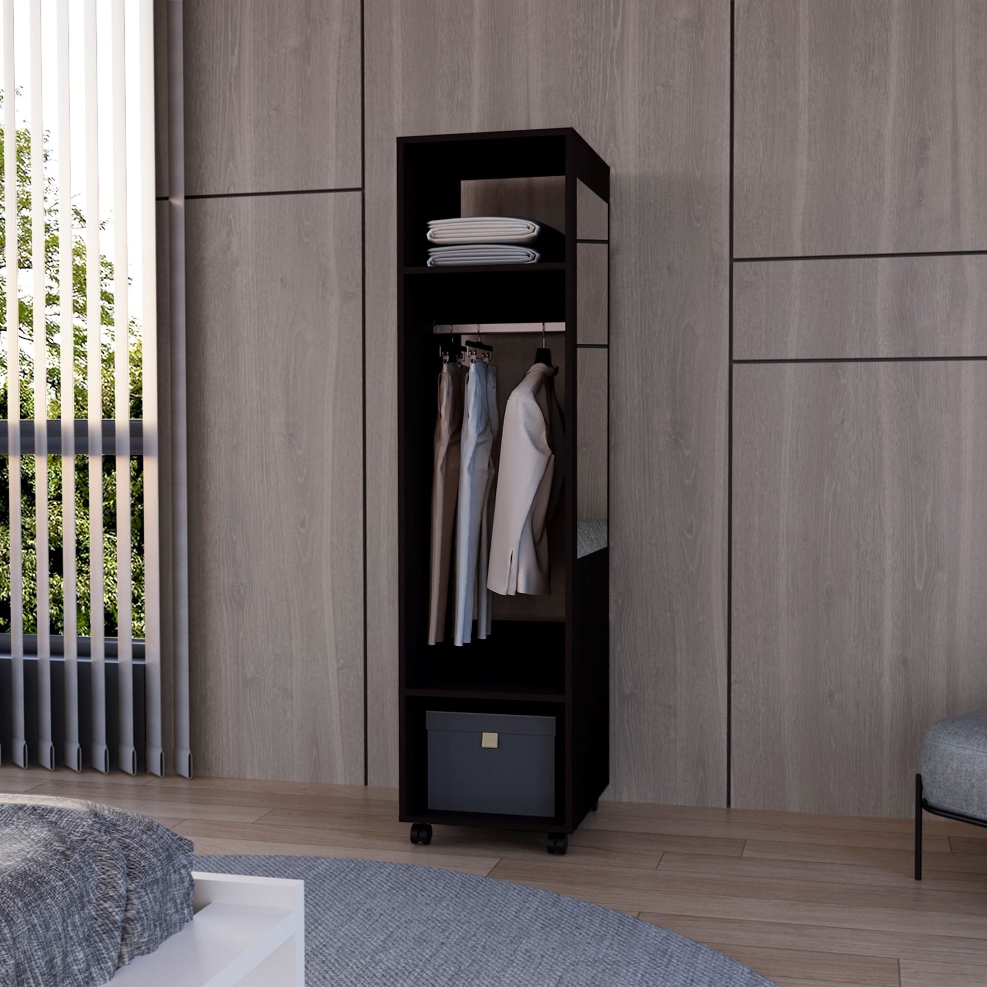 Closet Ropero Con Espejo Custer 160X40X48 Rta Wengue