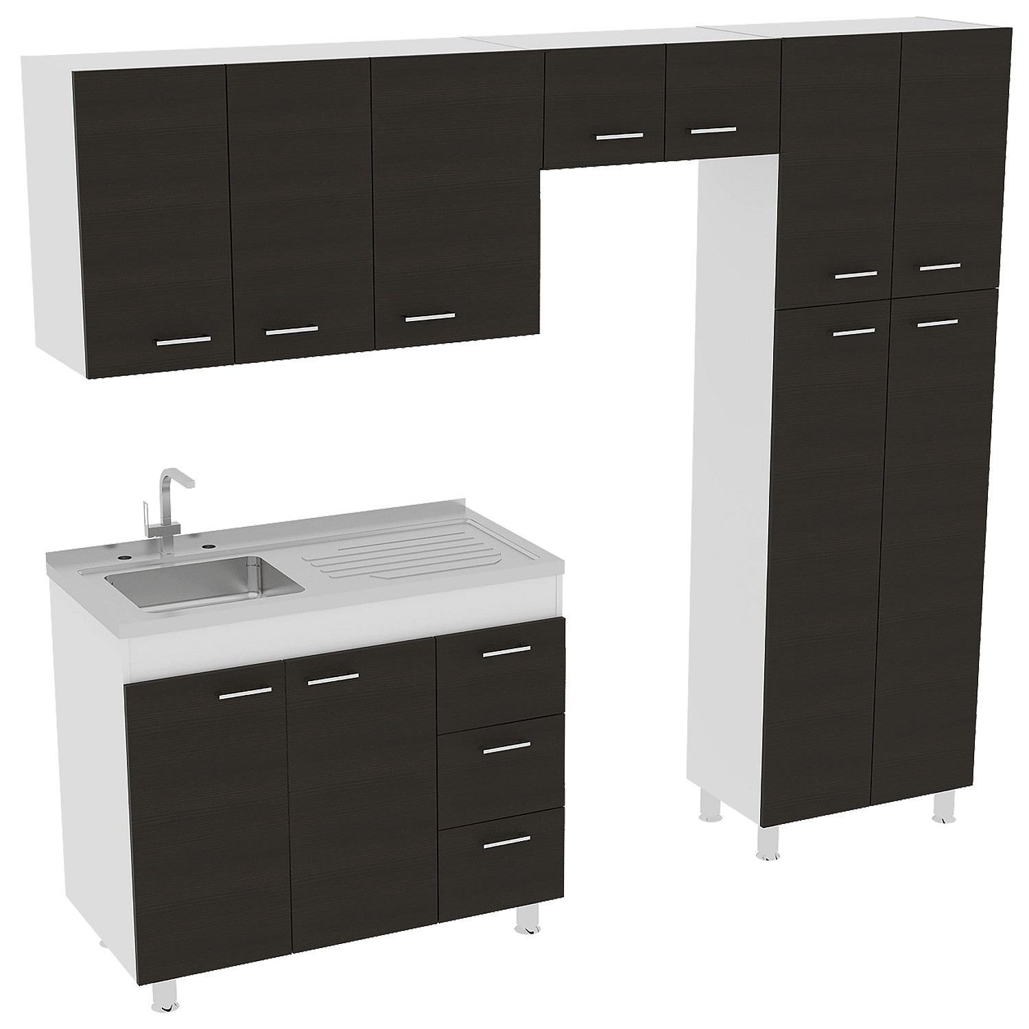 Cocina Completa Ferreti Rta Blanco + Wengue
